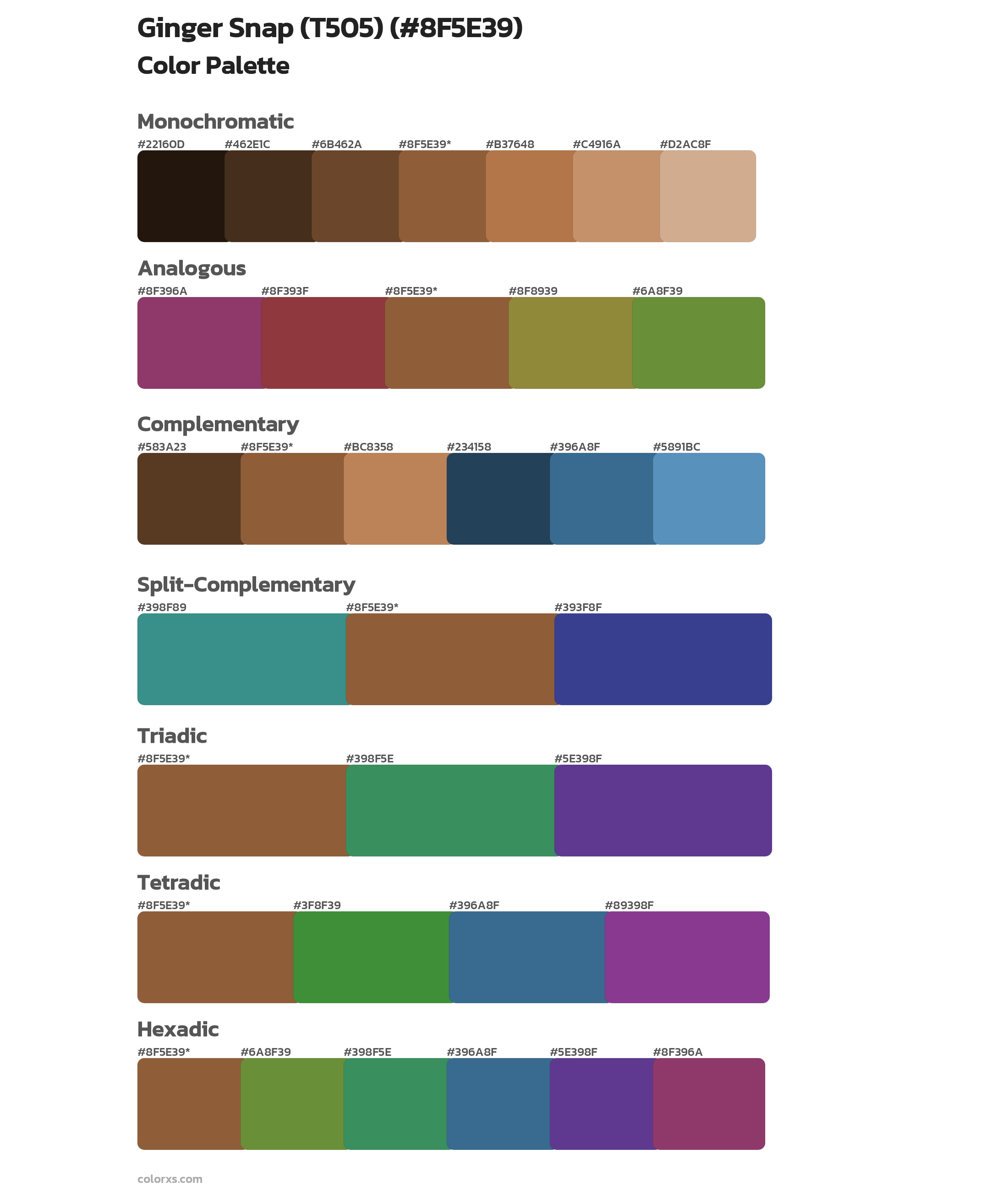 Ginger Snap (T505) Color Scheme Palettes
