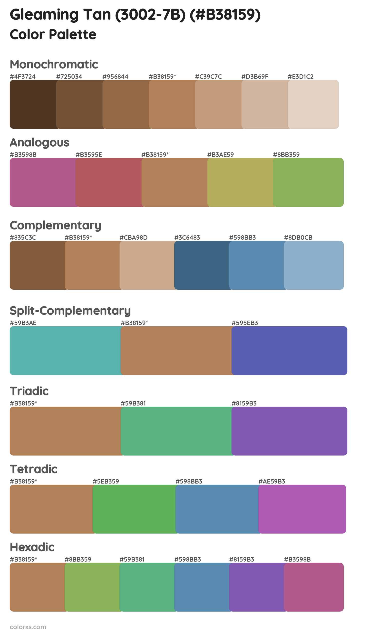 Gleaming Tan (3002-7B) Color Scheme Palettes