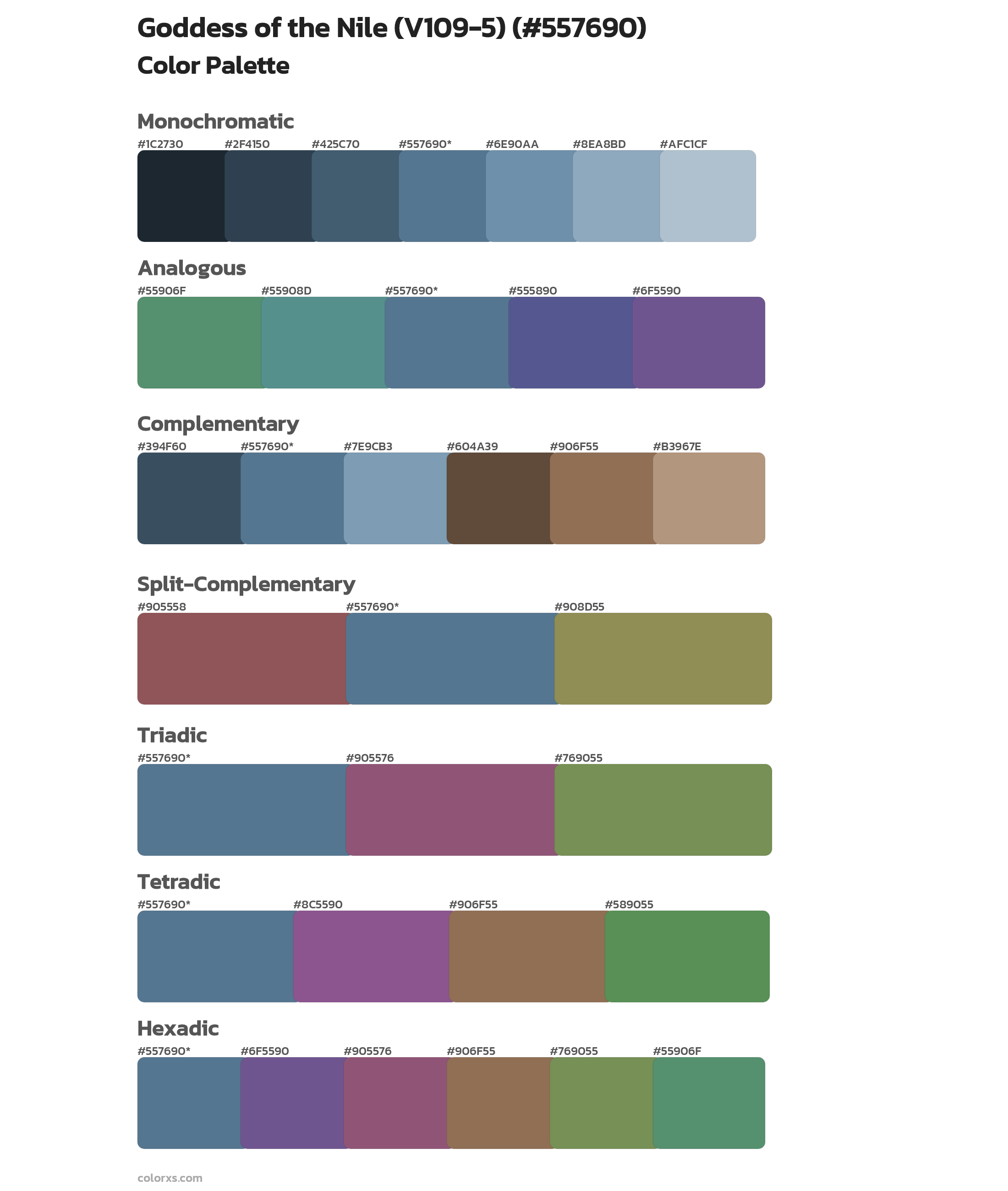 Goddess of the Nile (V109-5) Color Scheme Palettes
