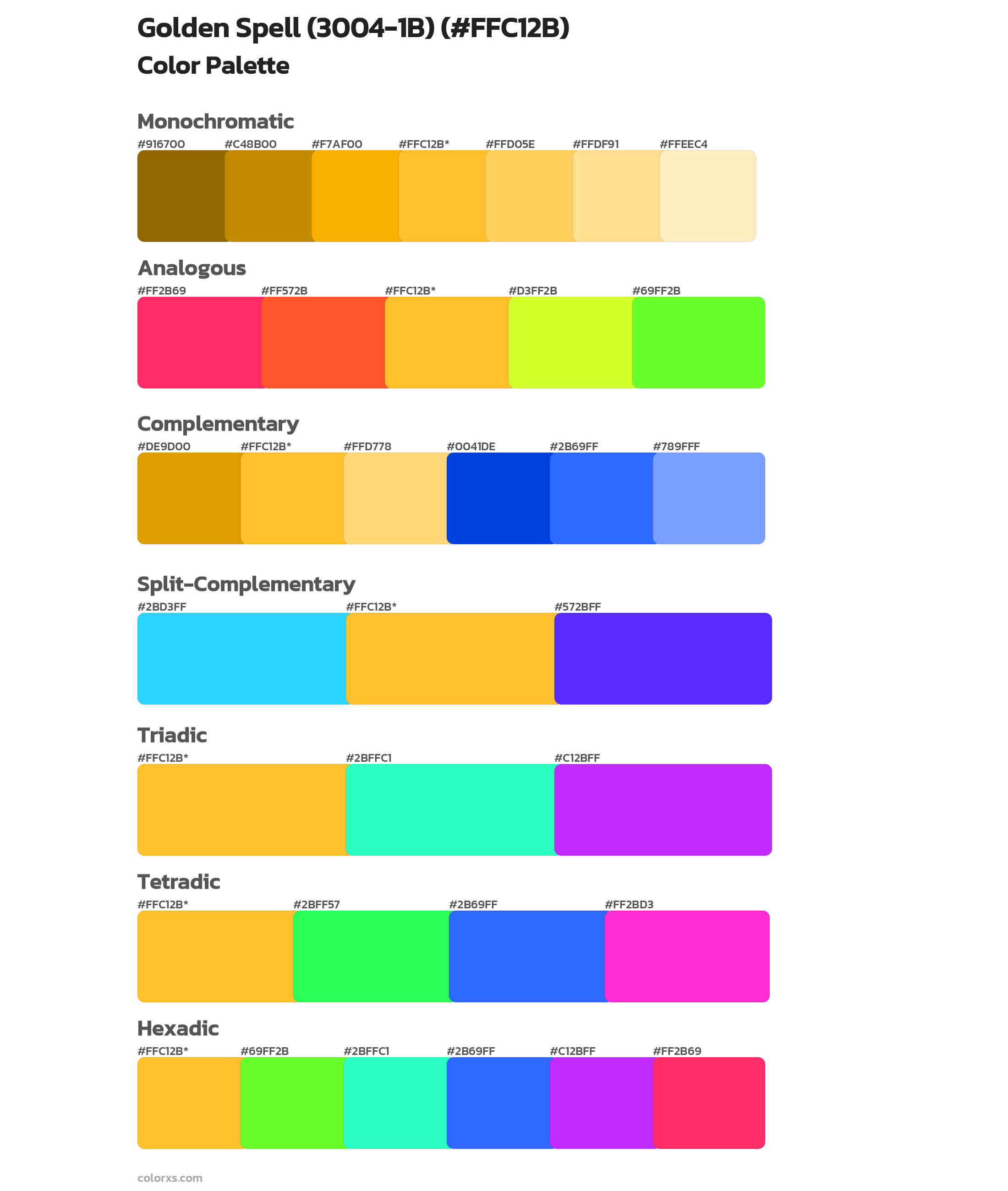 Golden Spell (3004-1B) Color Scheme Palettes