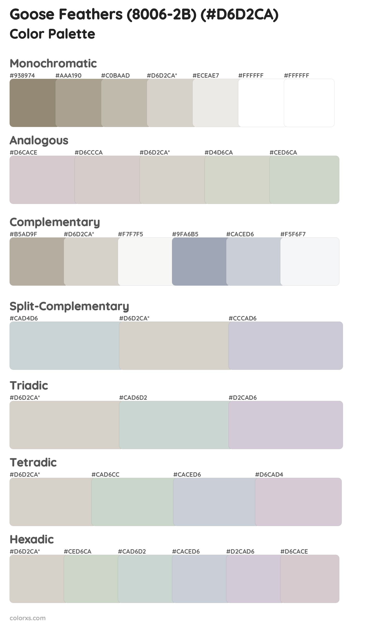 Goose Feathers (8006-2B) Color Scheme Palettes