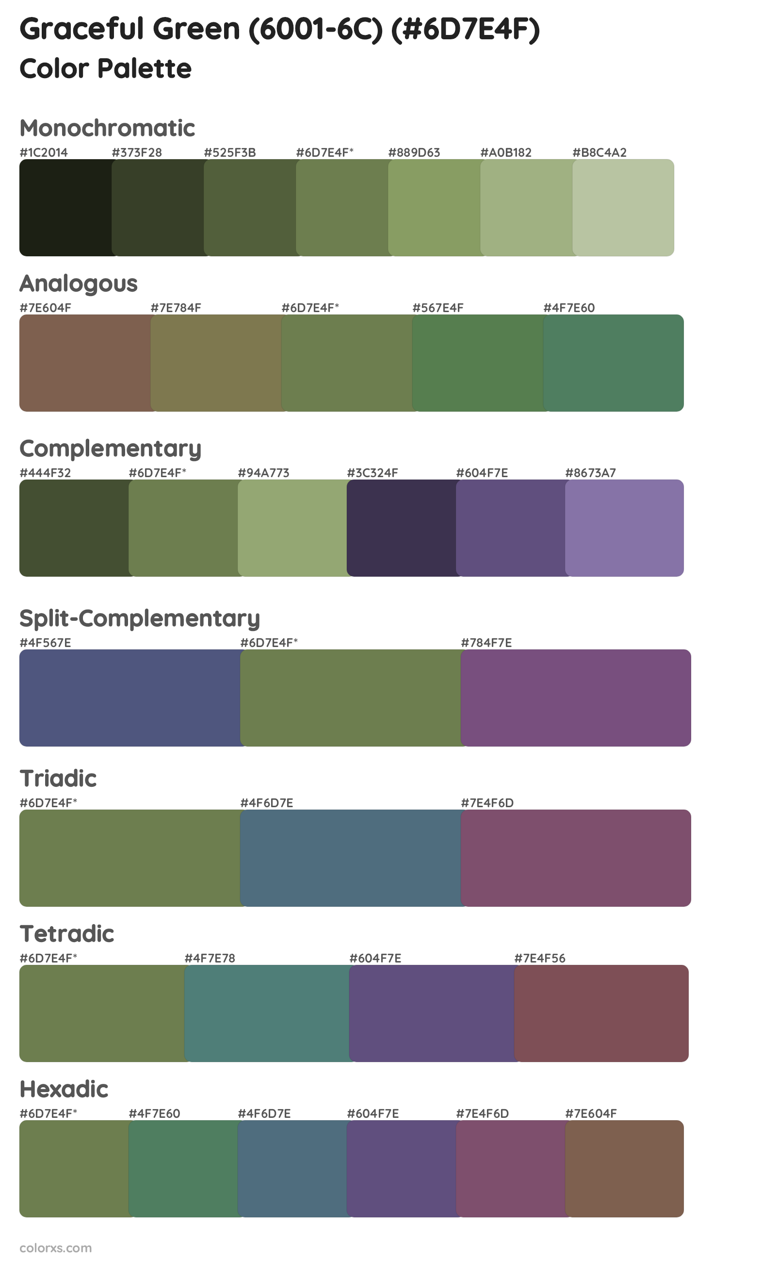 Graceful Green (6001-6C) Color Scheme Palettes