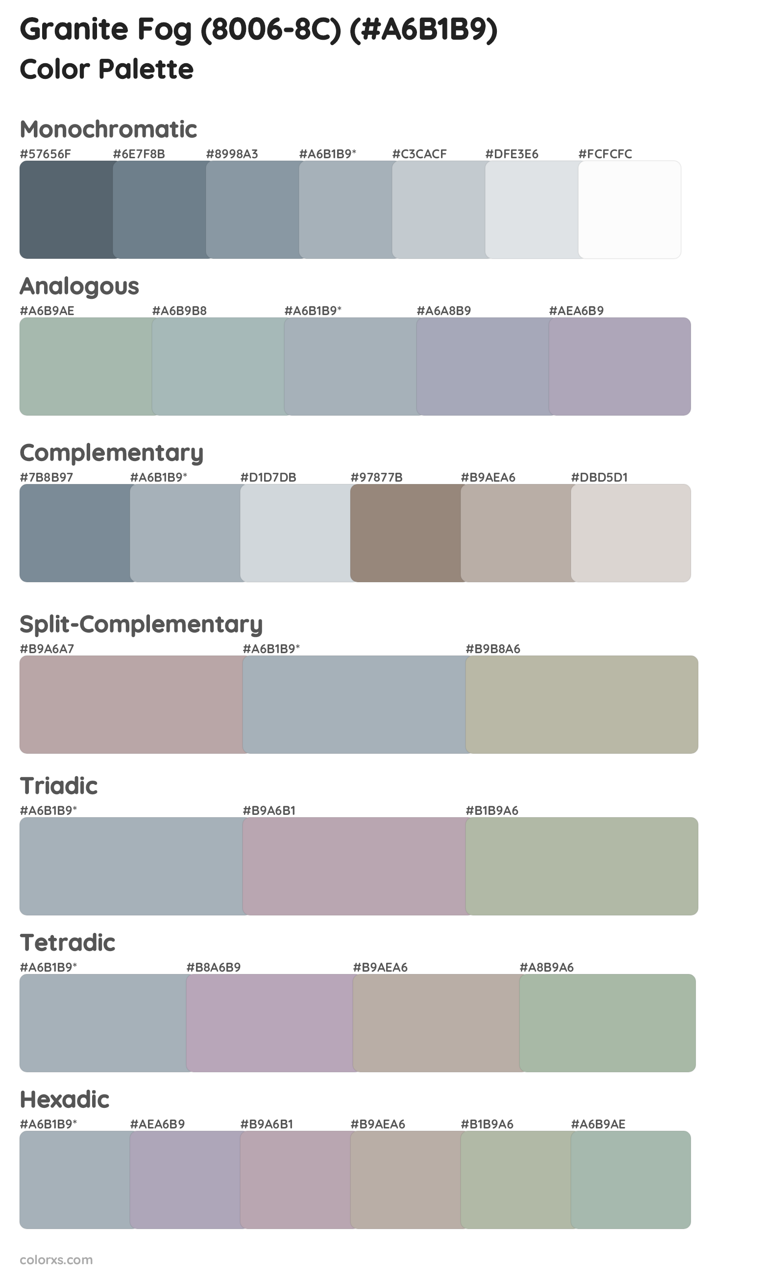 Granite Fog (8006-8C) Color Scheme Palettes