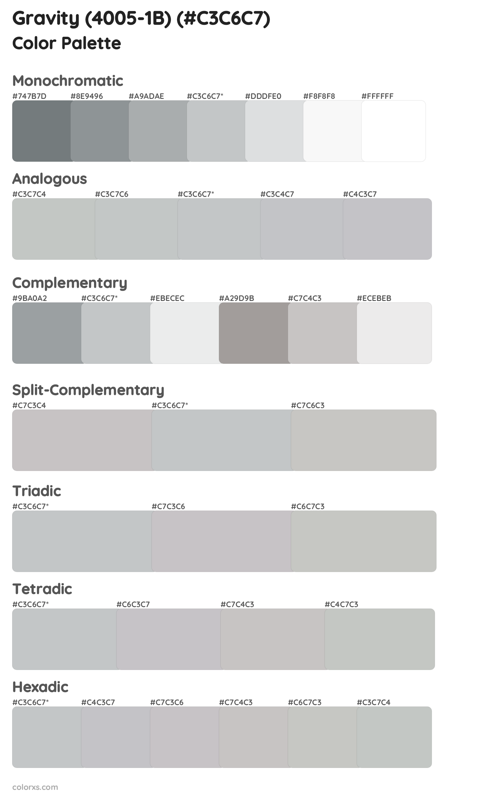 Gravity (4005-1B) Color Scheme Palettes