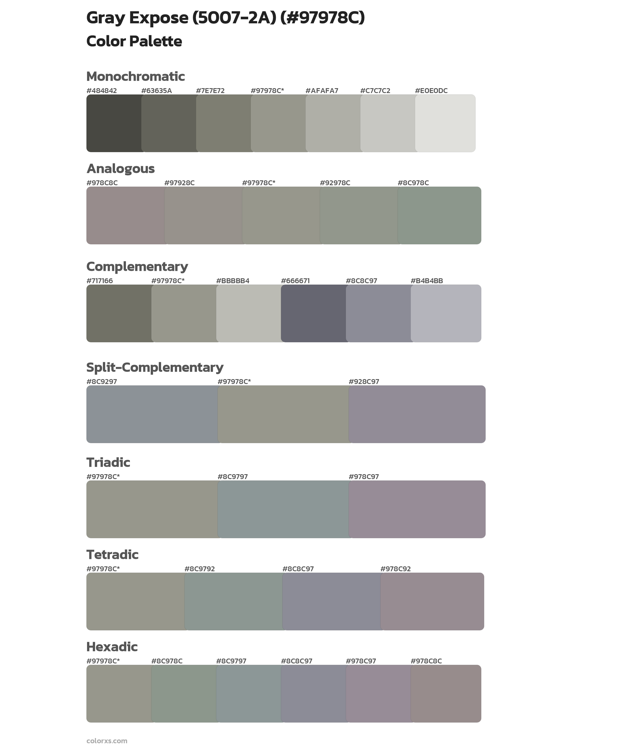 Gray Expose (5007-2A) Color Scheme Palettes