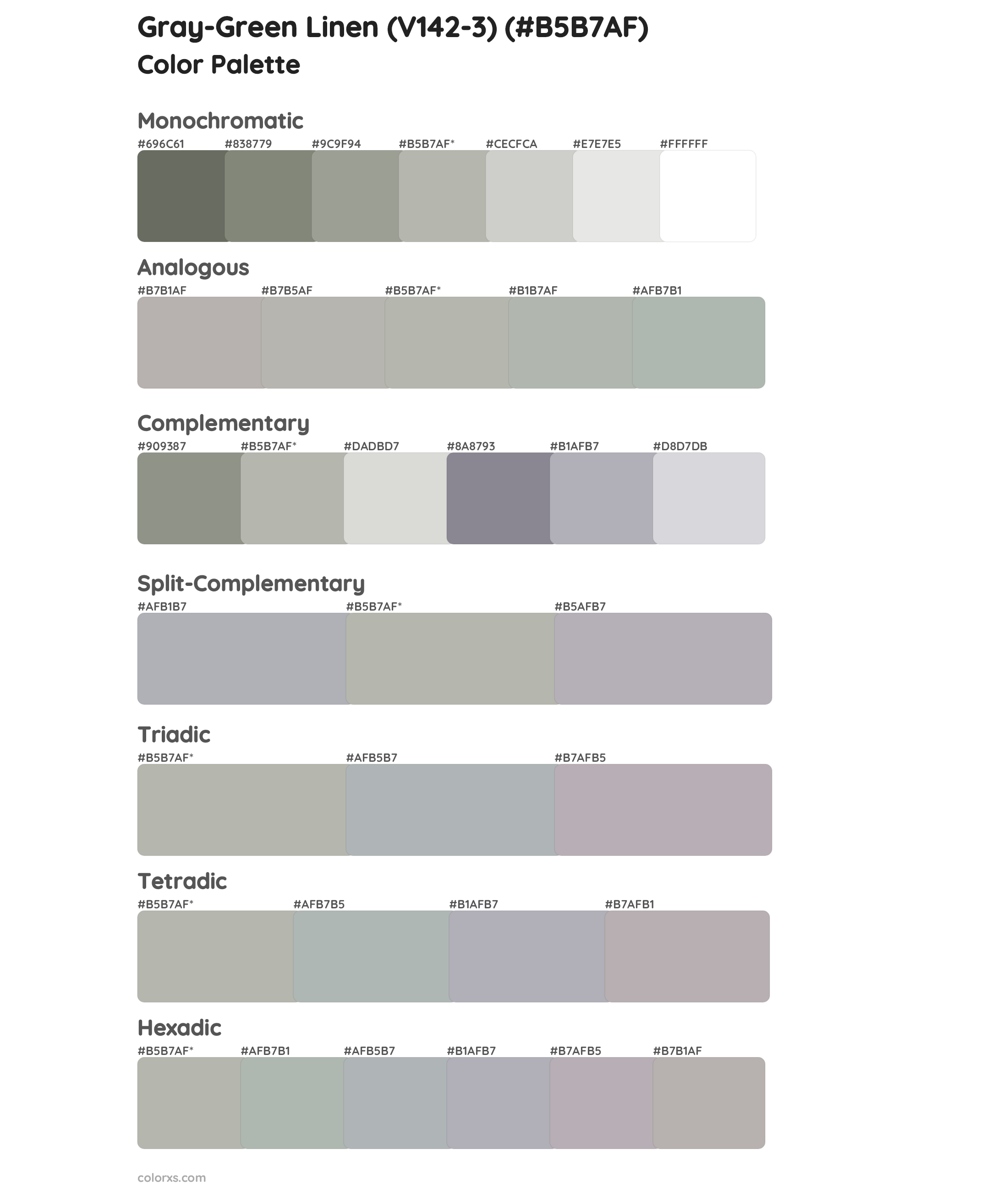 Gray-Green Linen (V142-3) Color Scheme Palettes