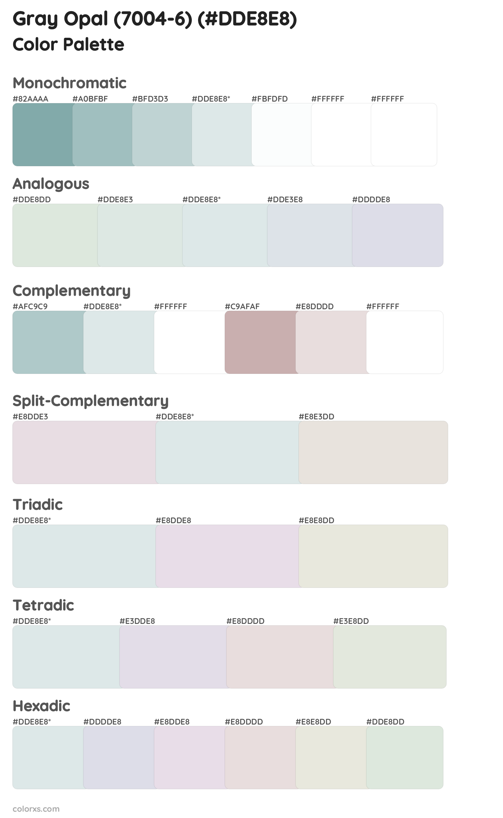 Gray Opal (7004-6) Color Scheme Palettes