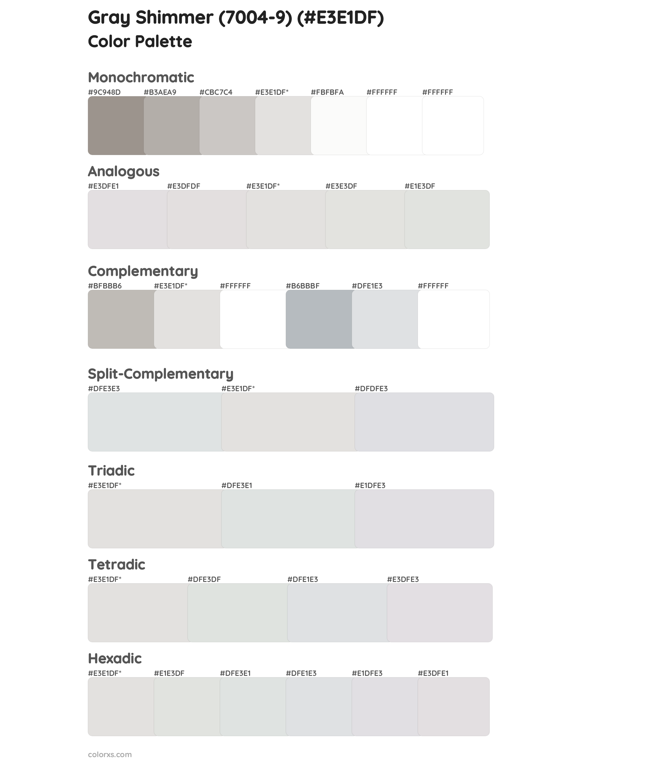 Gray Shimmer (7004-9) Color Scheme Palettes