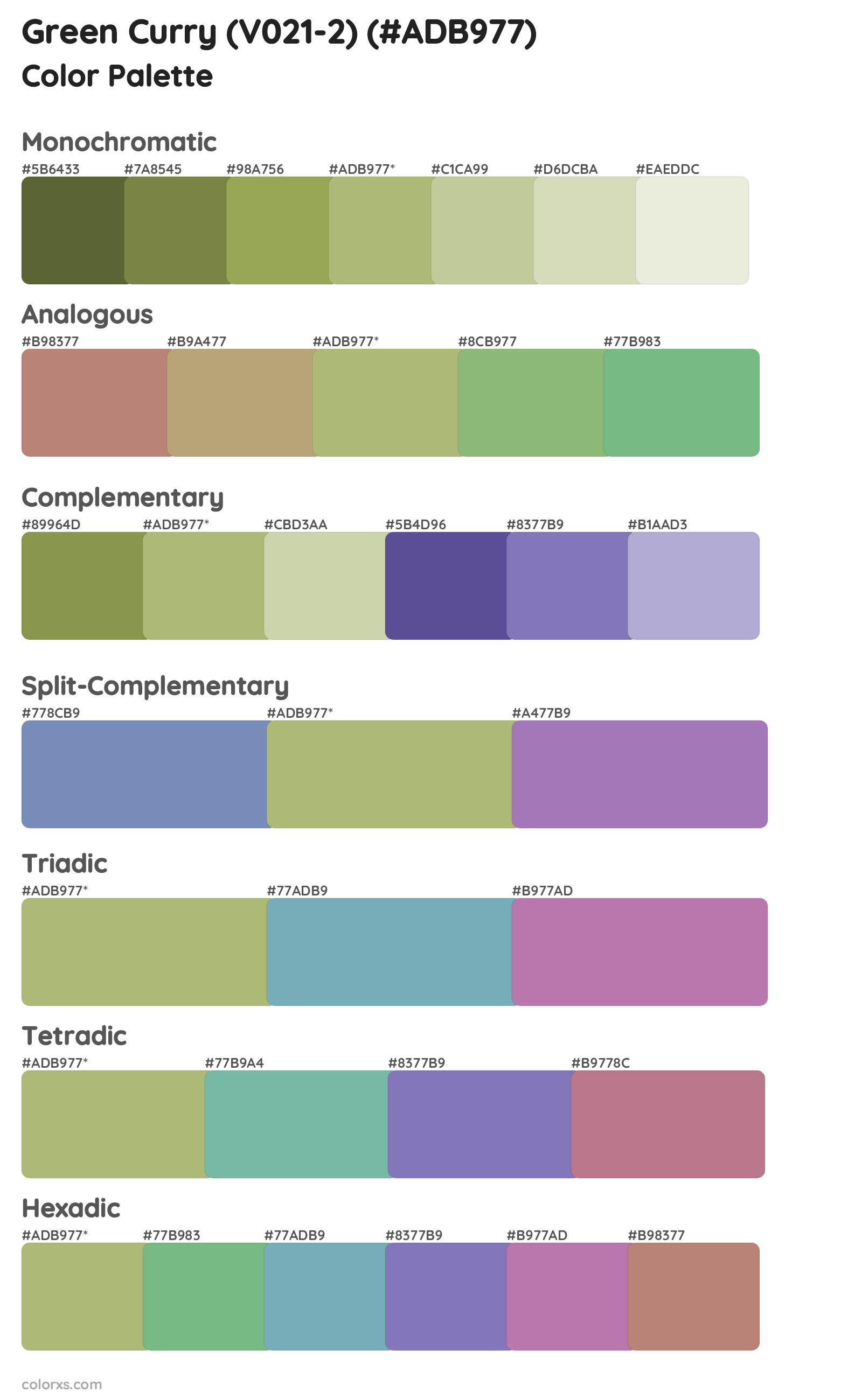 Green Curry (V021-2) Color Scheme Palettes