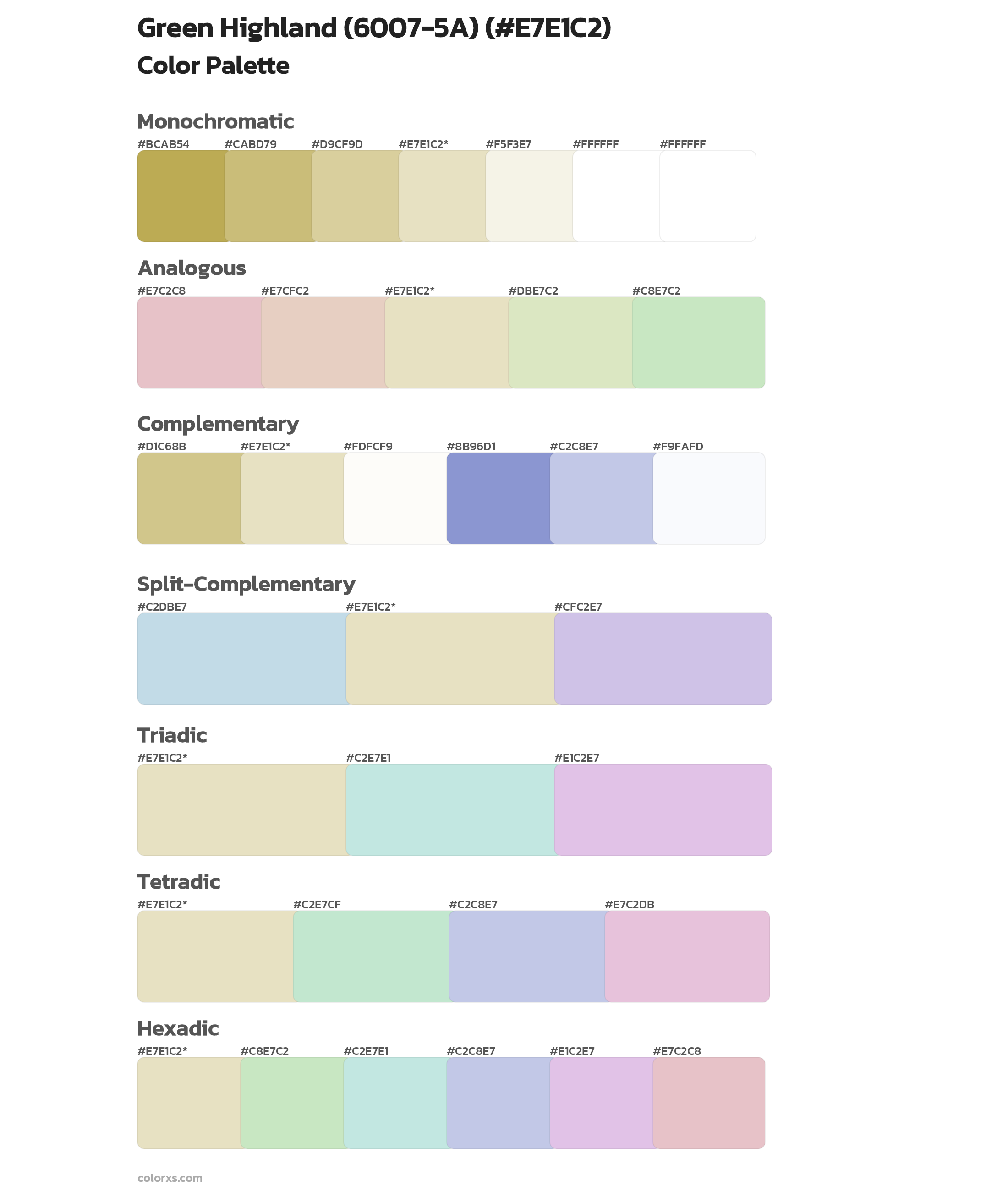 Green Highland (6007-5A) Color Scheme Palettes