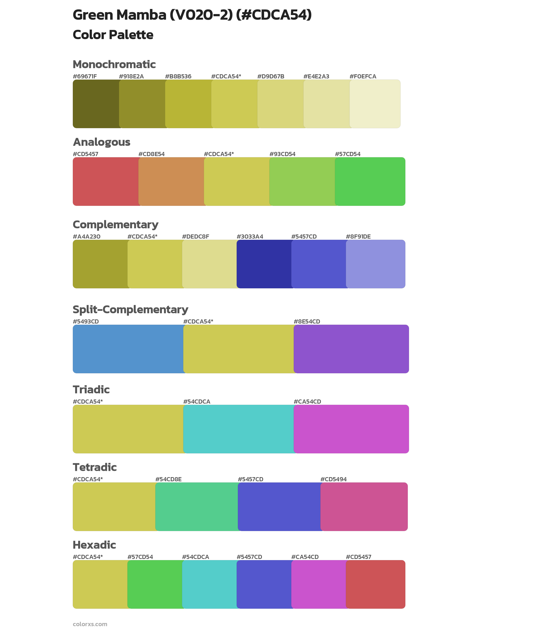 Green Mamba (V020-2) Color Scheme Palettes