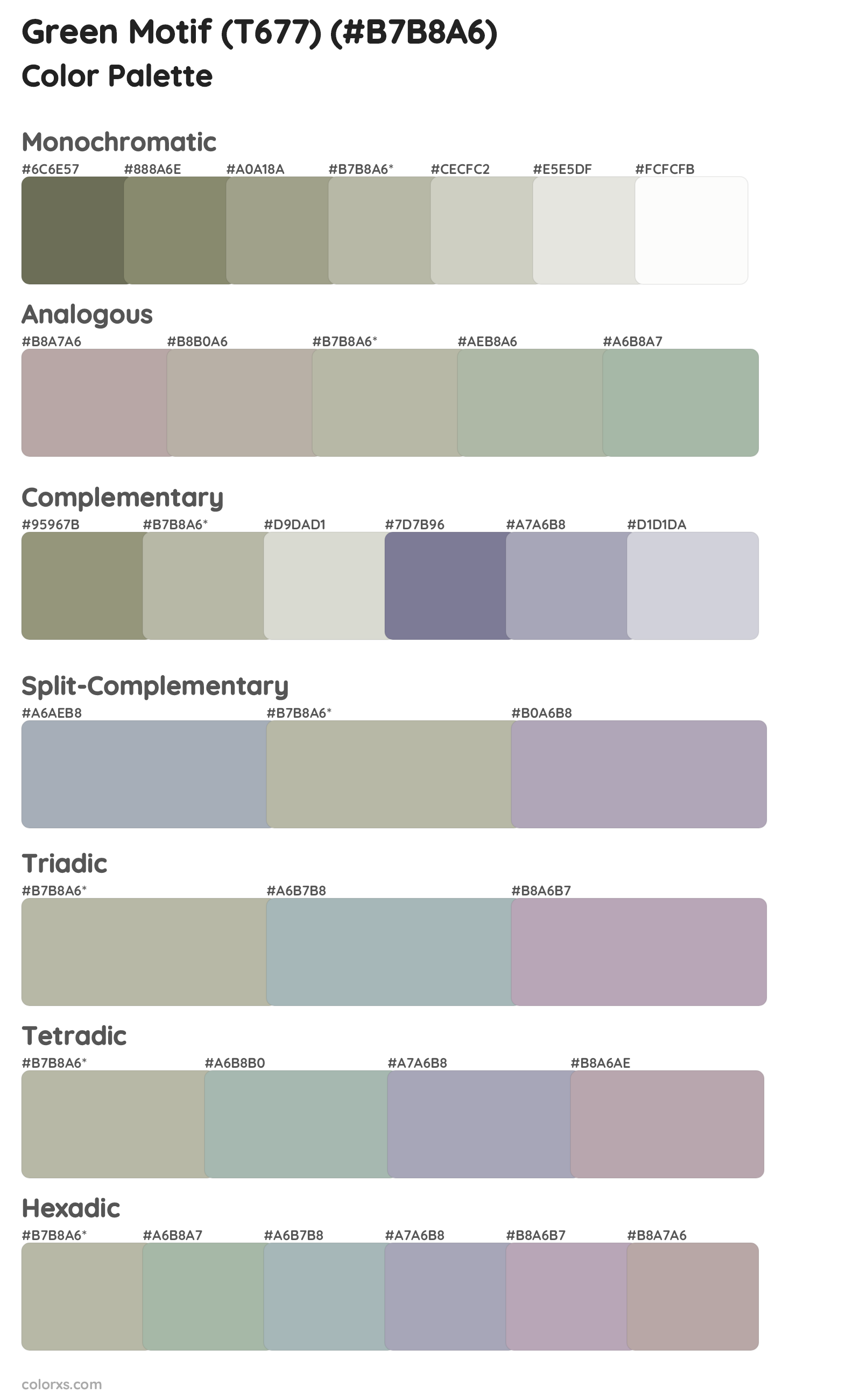 Green Motif (T677) Color Scheme Palettes