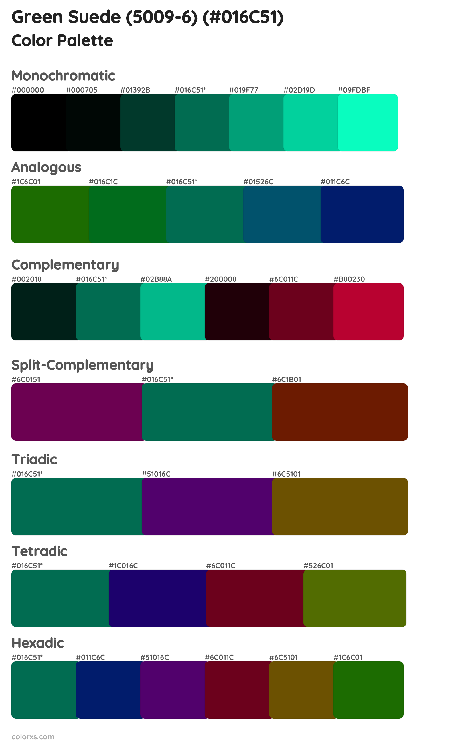 Green Suede (5009-6) Color Scheme Palettes