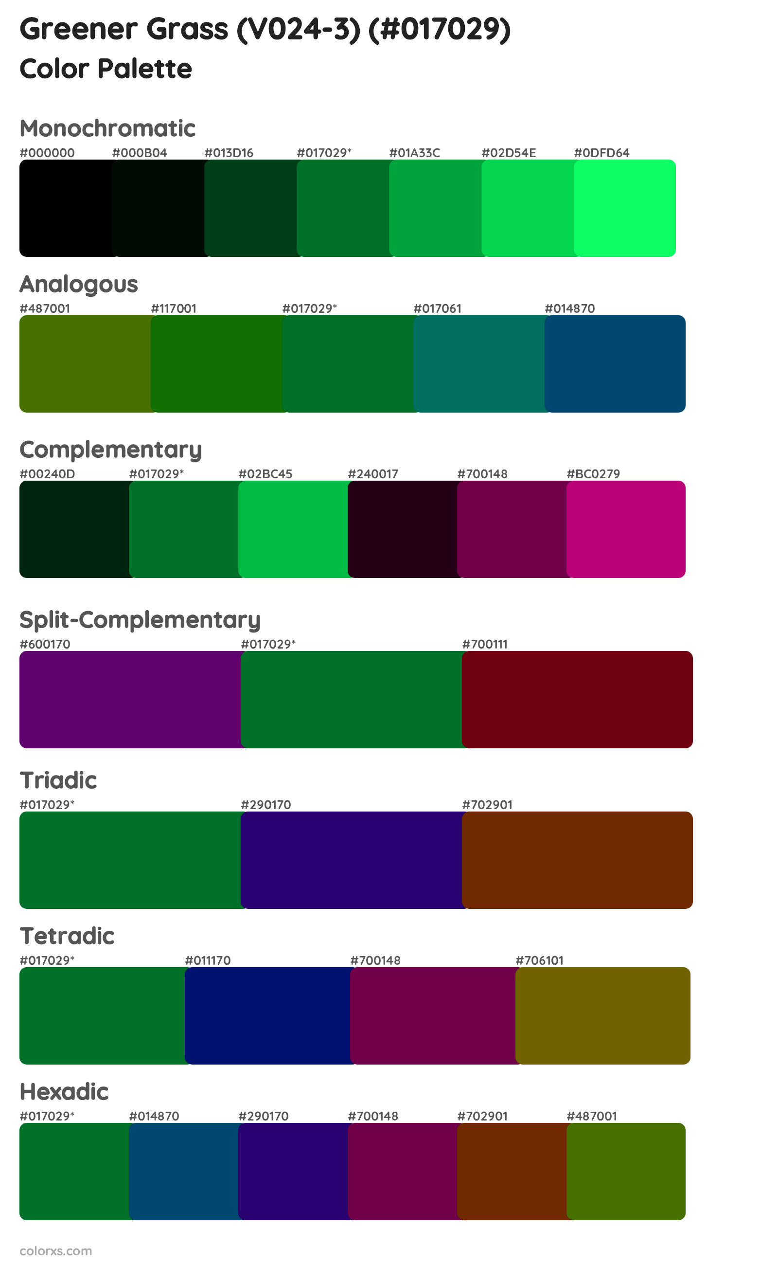 Greener Grass (V024-3) Color Scheme Palettes
