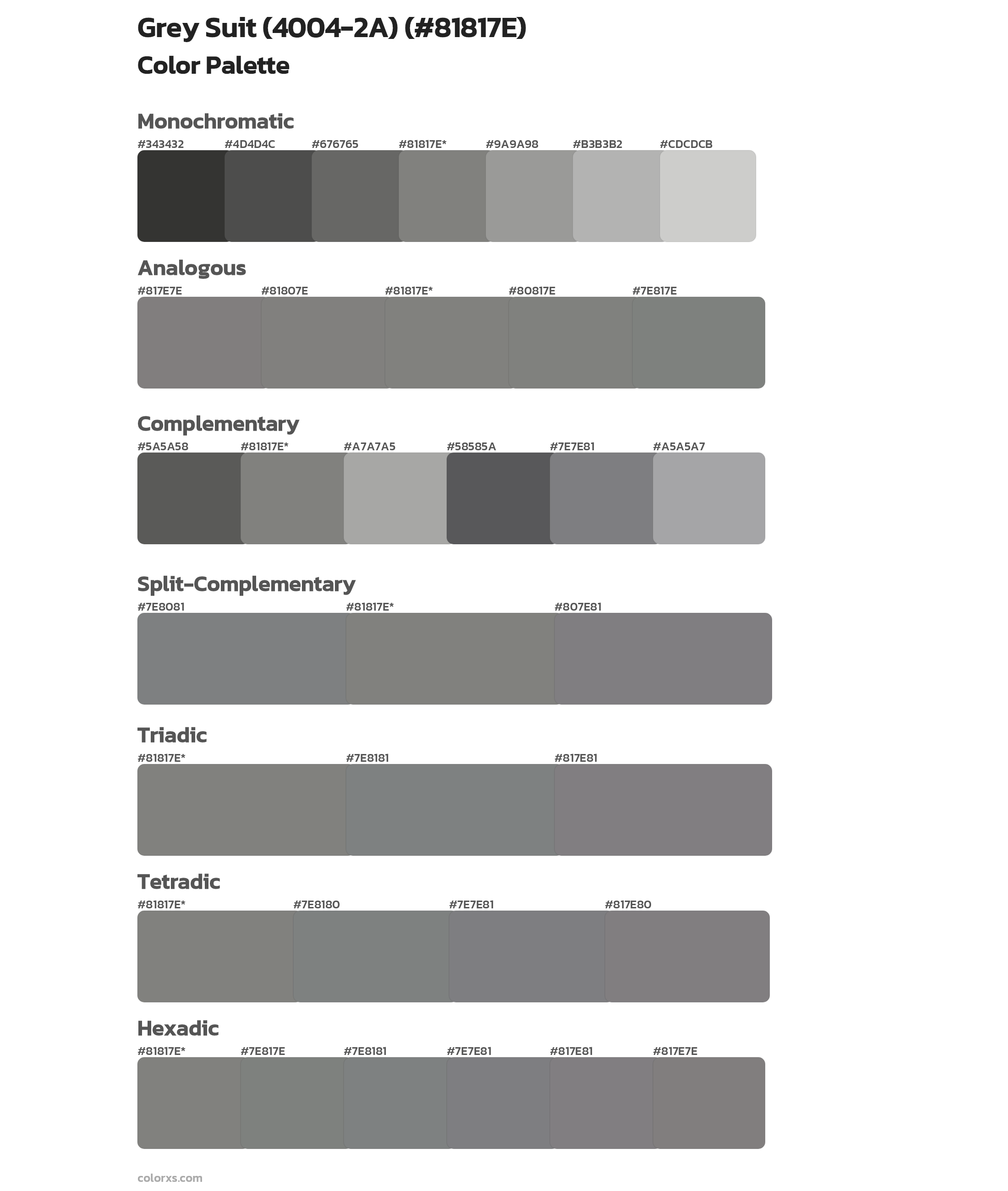 Grey Suit (4004-2A) Color Scheme Palettes