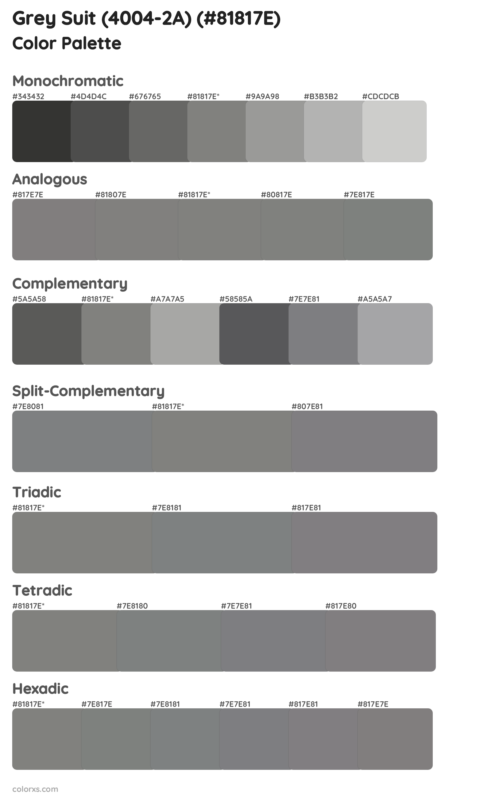 Grey Suit (4004-2A) Color Scheme Palettes