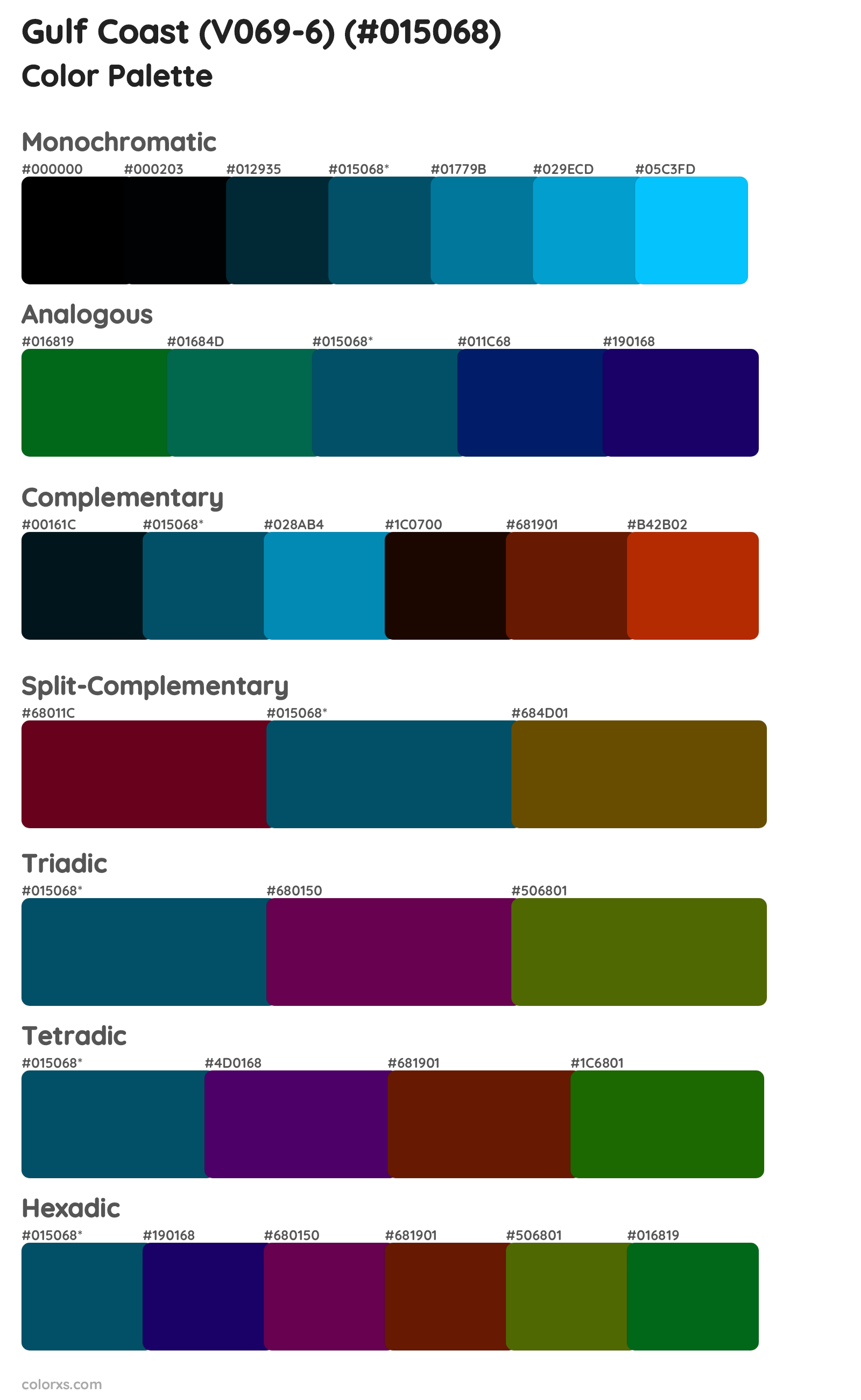 Gulf Coast (V069-6) Color Scheme Palettes