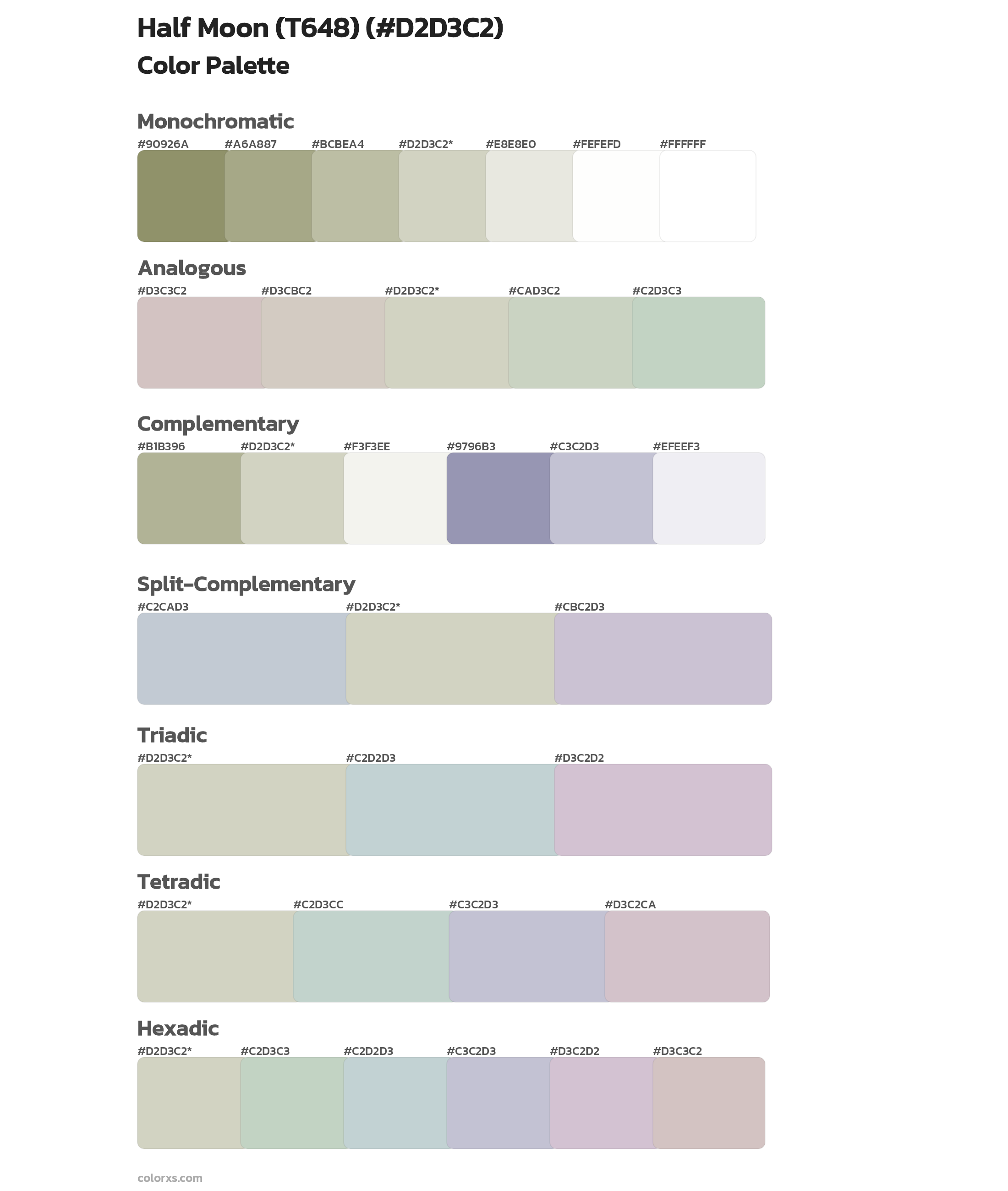 Half Moon (T648) Color Scheme Palettes