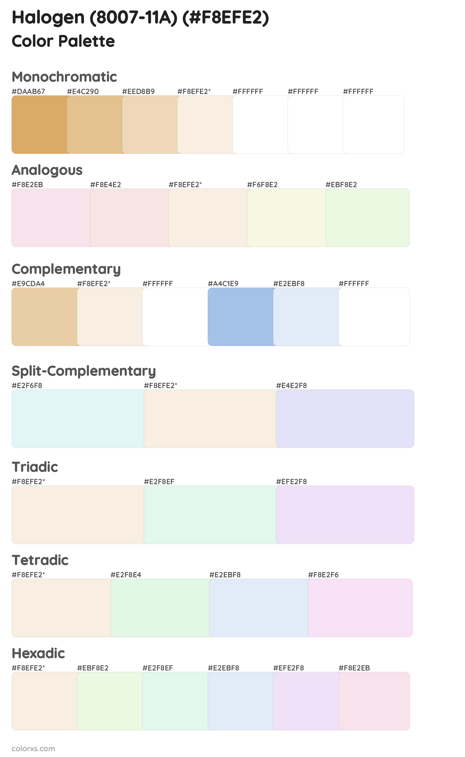 Halogen (8007-11A) Color Scheme Palettes