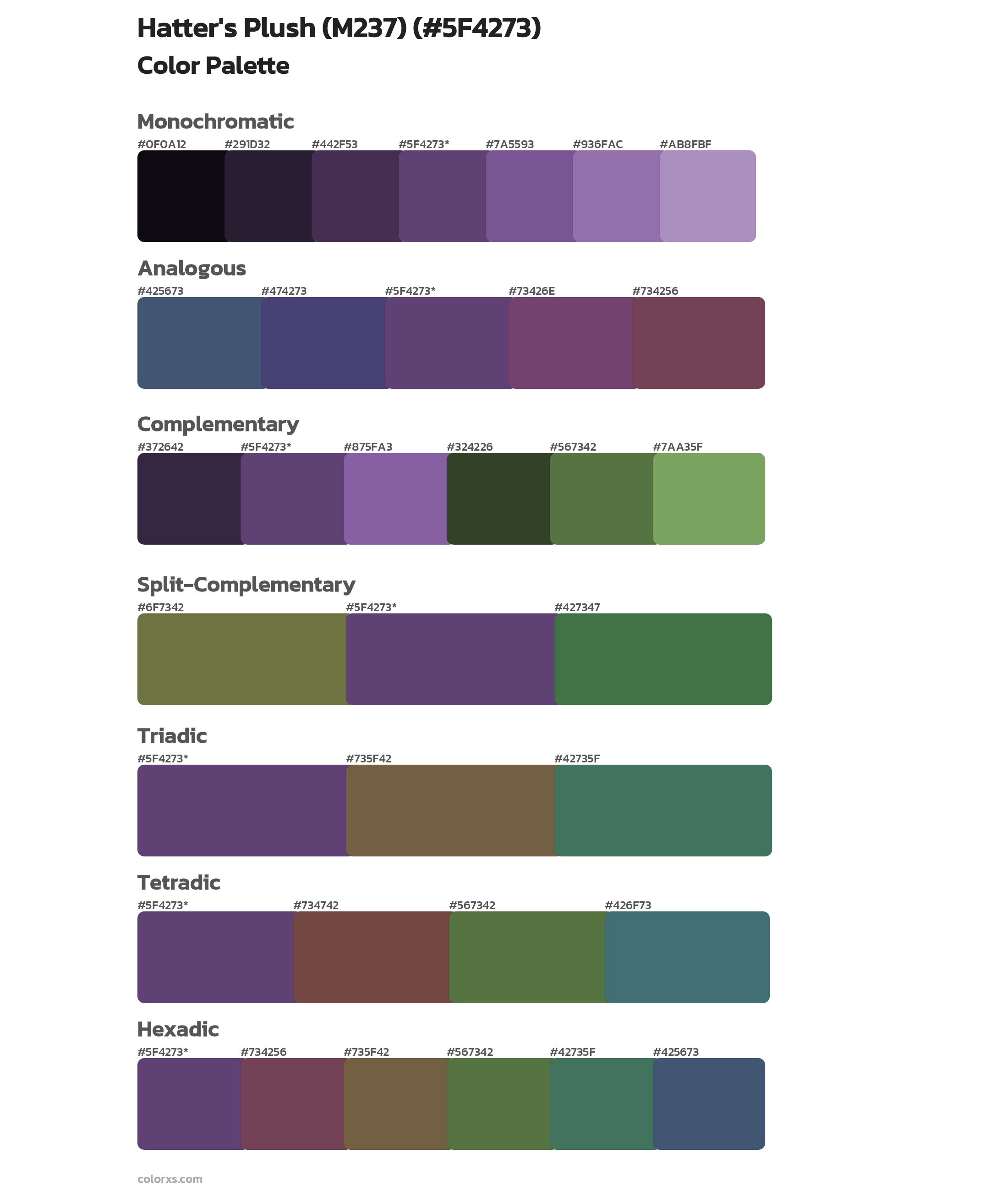 Hatter's Plush (M237) Color Scheme Palettes