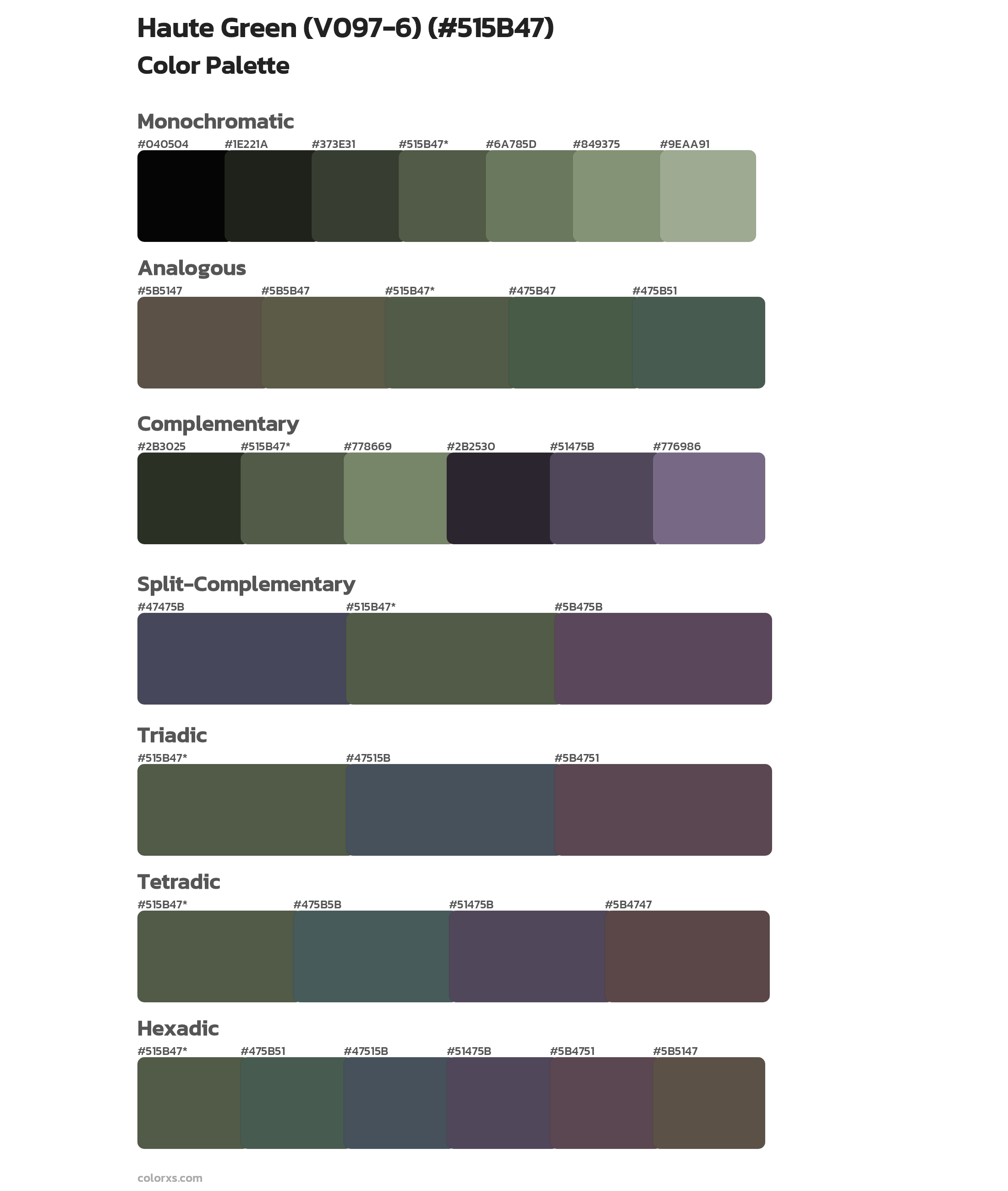 Haute Green (V097-6) Color Scheme Palettes