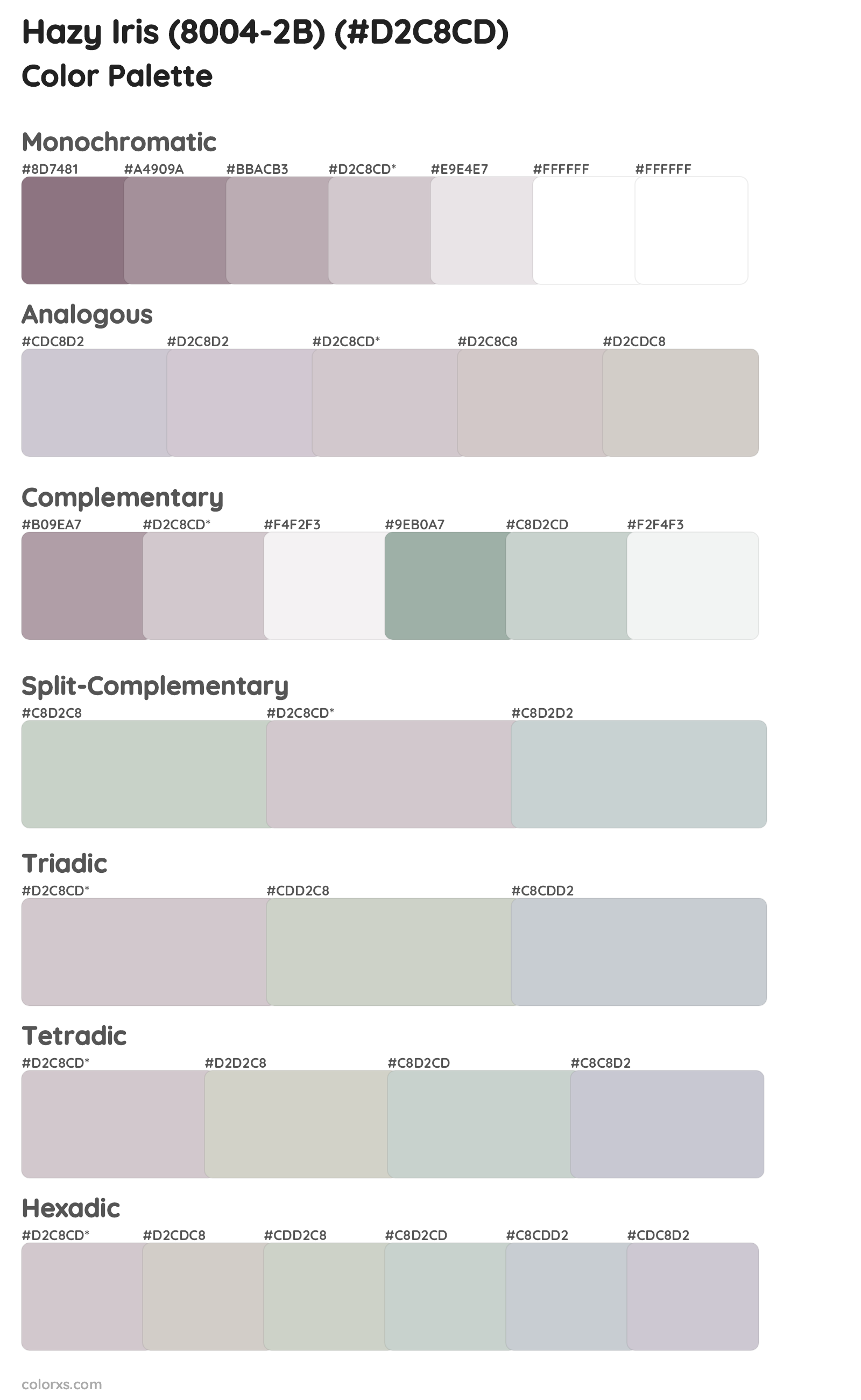 Hazy Iris (8004-2B) Color Scheme Palettes