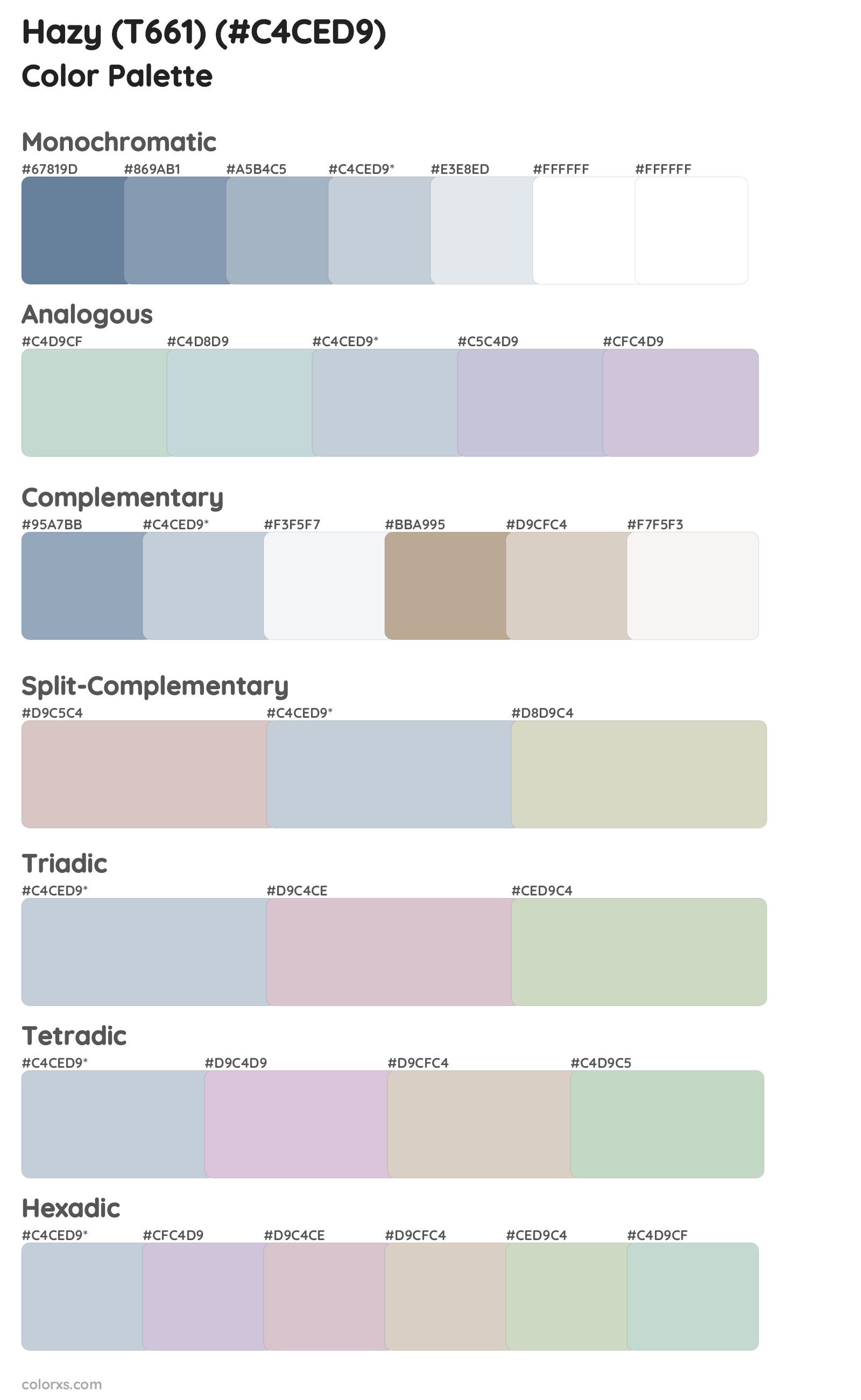 Hazy (T661) Color Scheme Palettes