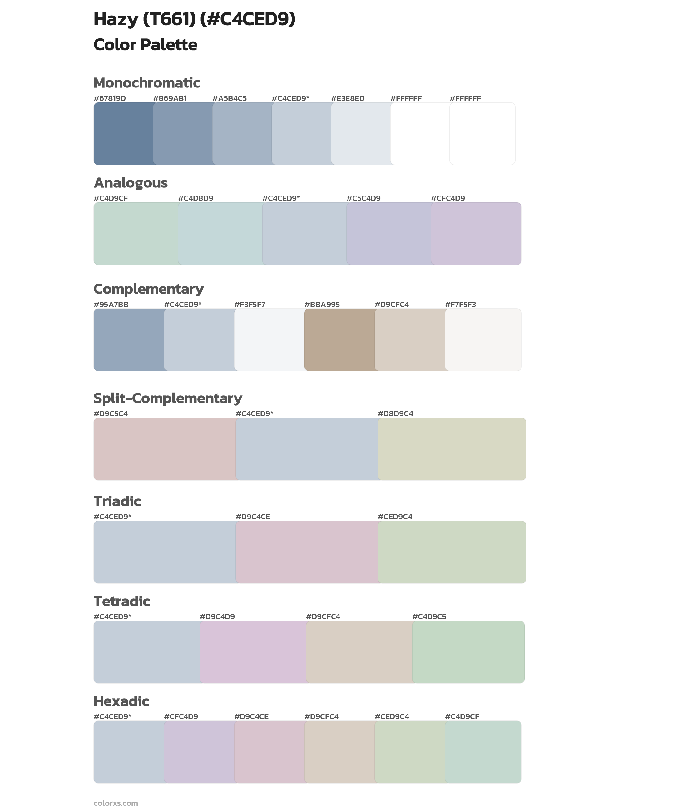 Hazy (T661) Color Scheme Palettes