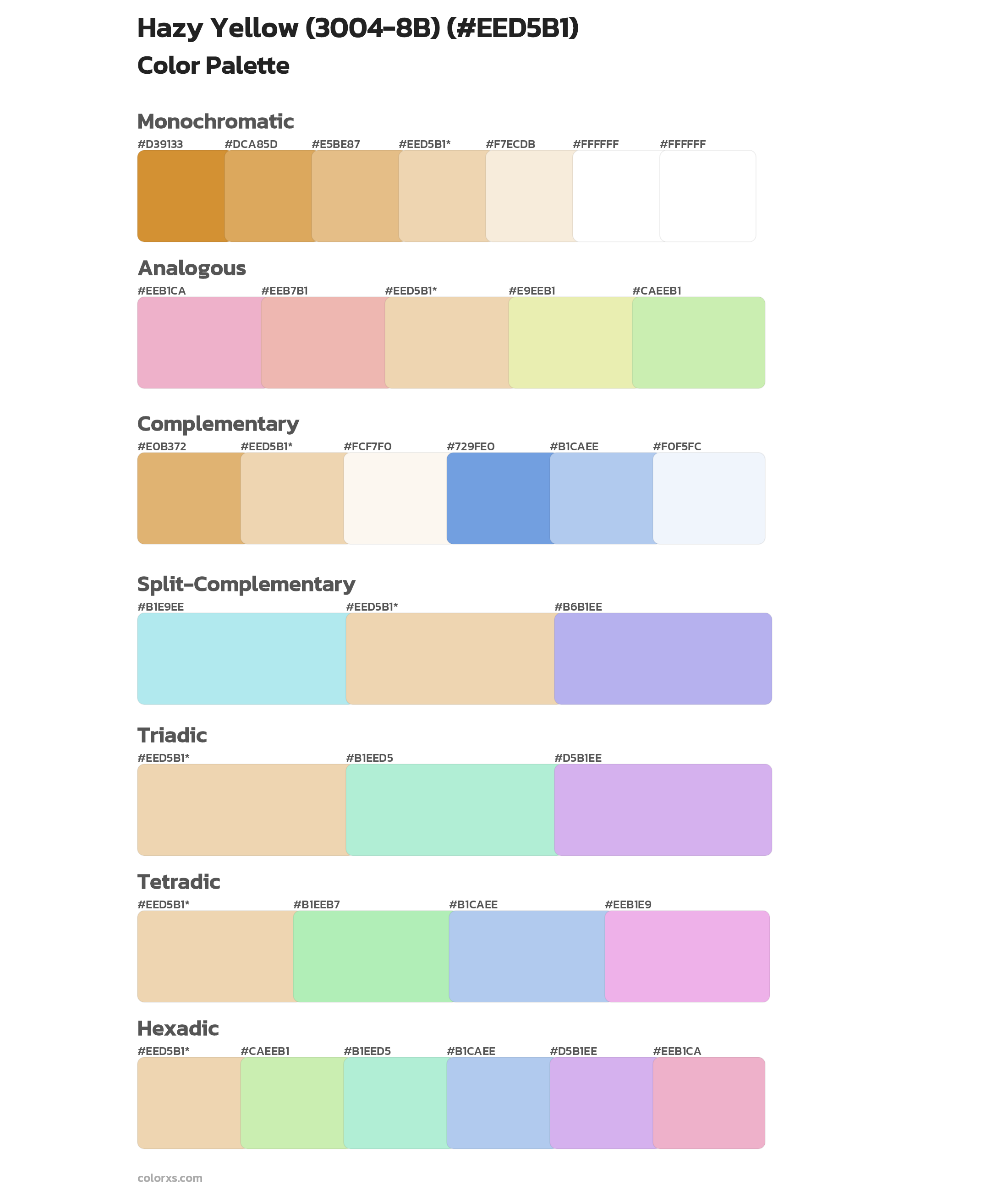 Hazy Yellow (3004-8B) Color Scheme Palettes