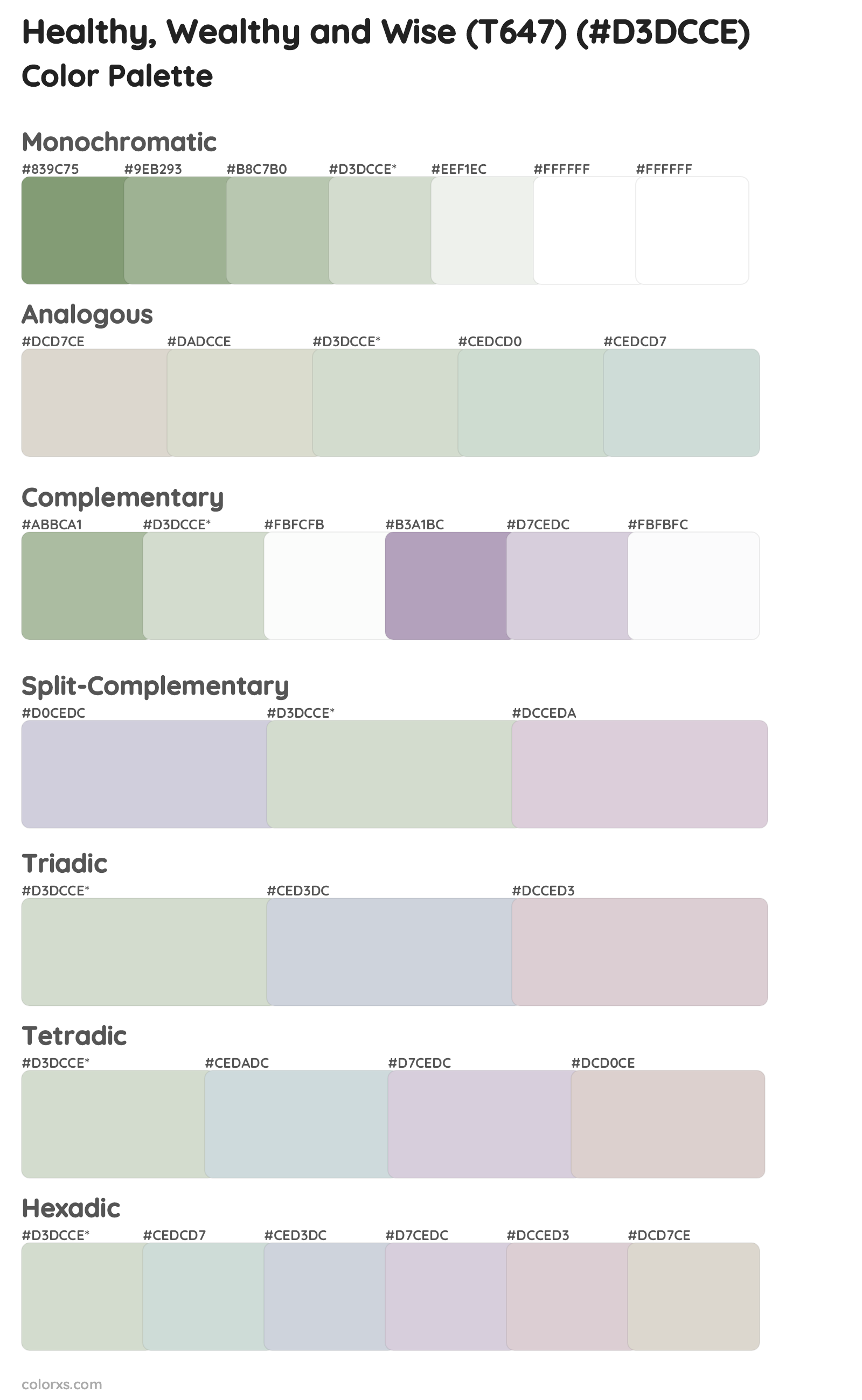 Healthy, Wealthy and Wise (T647) Color Scheme Palettes