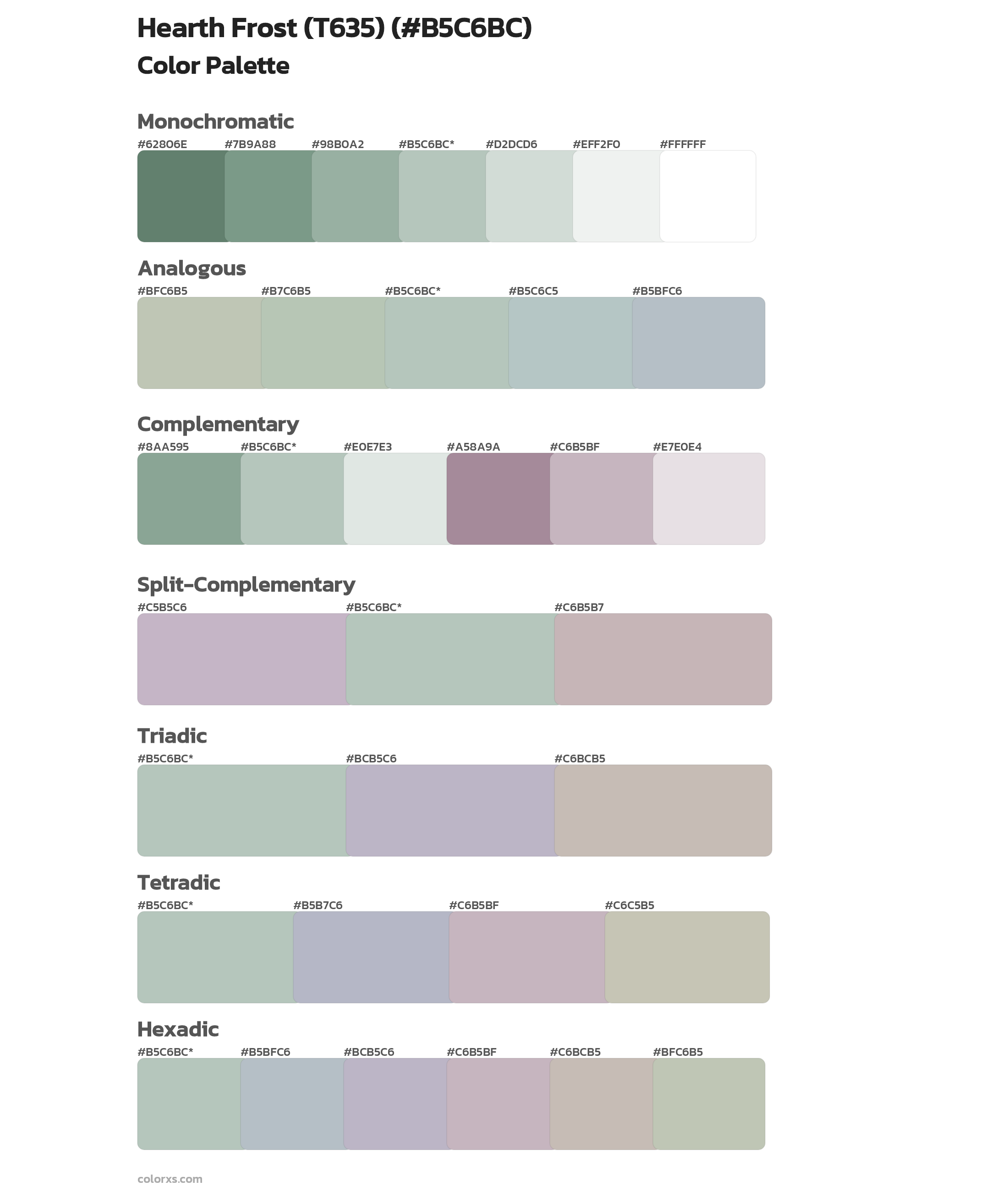 Hearth Frost (T635) Color Scheme Palettes