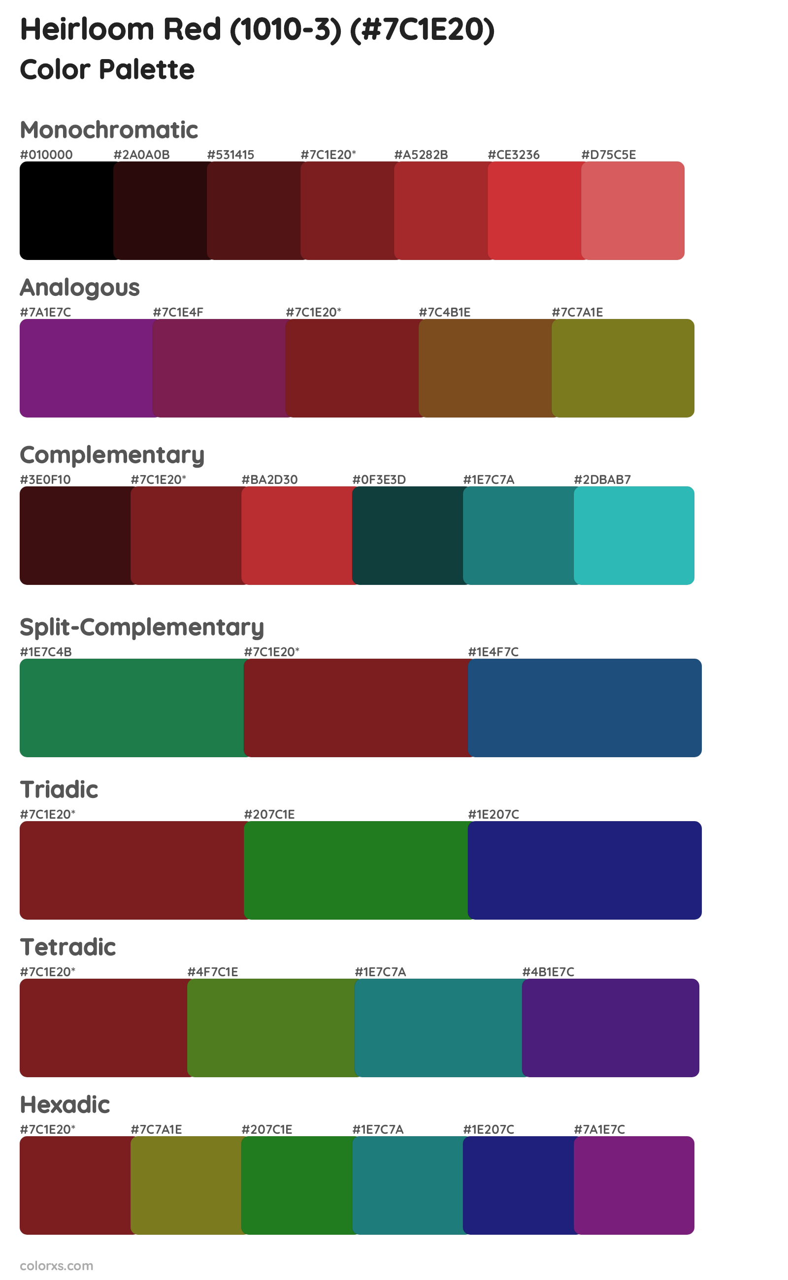 Heirloom Red (1010-3) Color Scheme Palettes