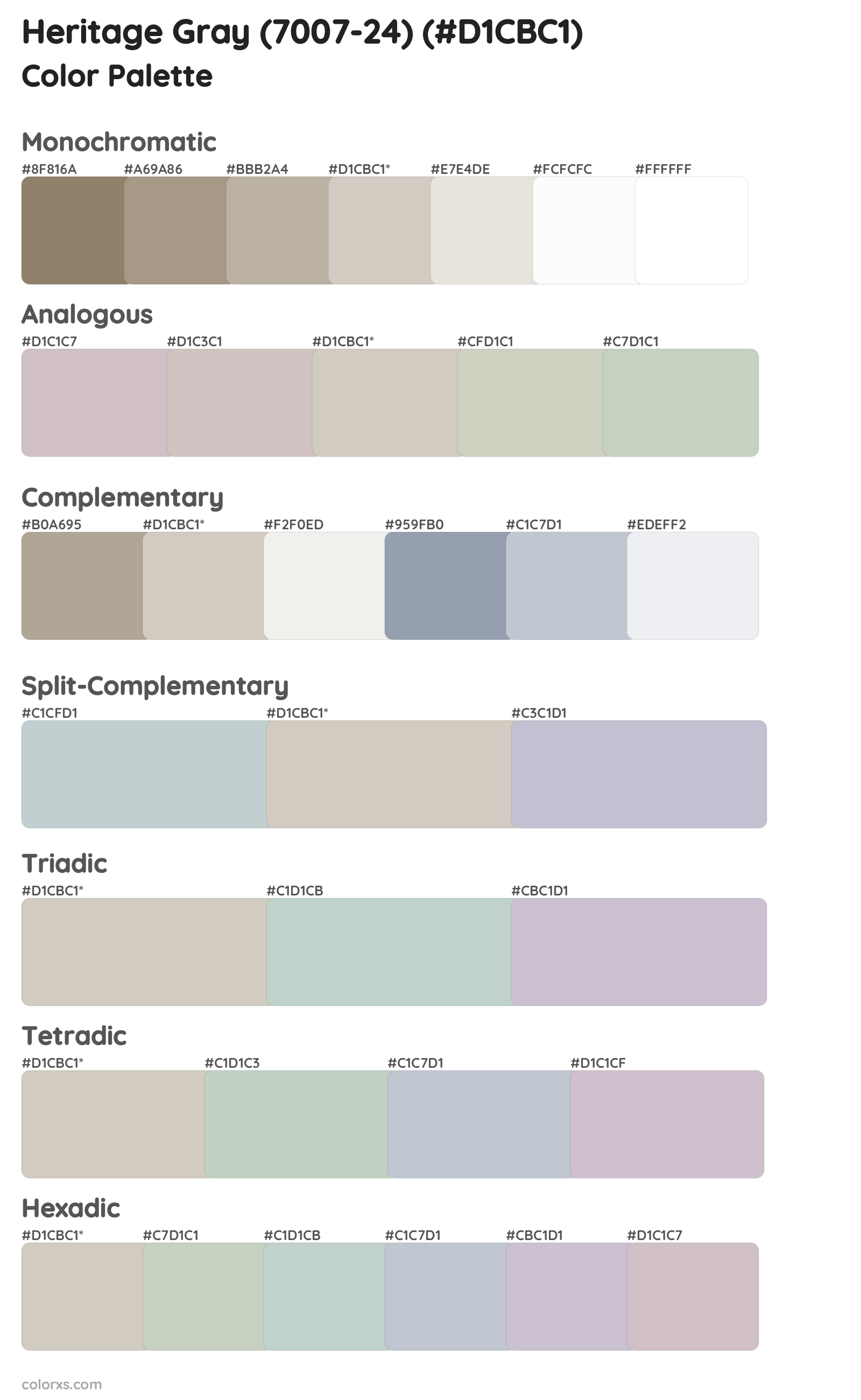 Heritage Gray (7007-24) Color Scheme Palettes