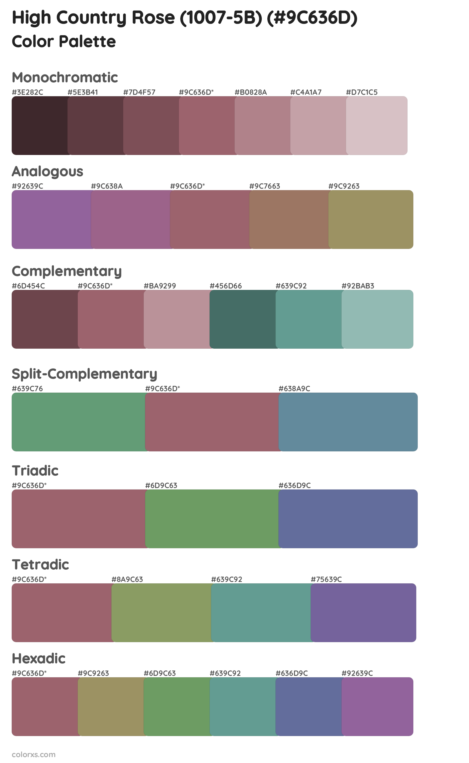 High Country Rose (1007-5B) Color Scheme Palettes