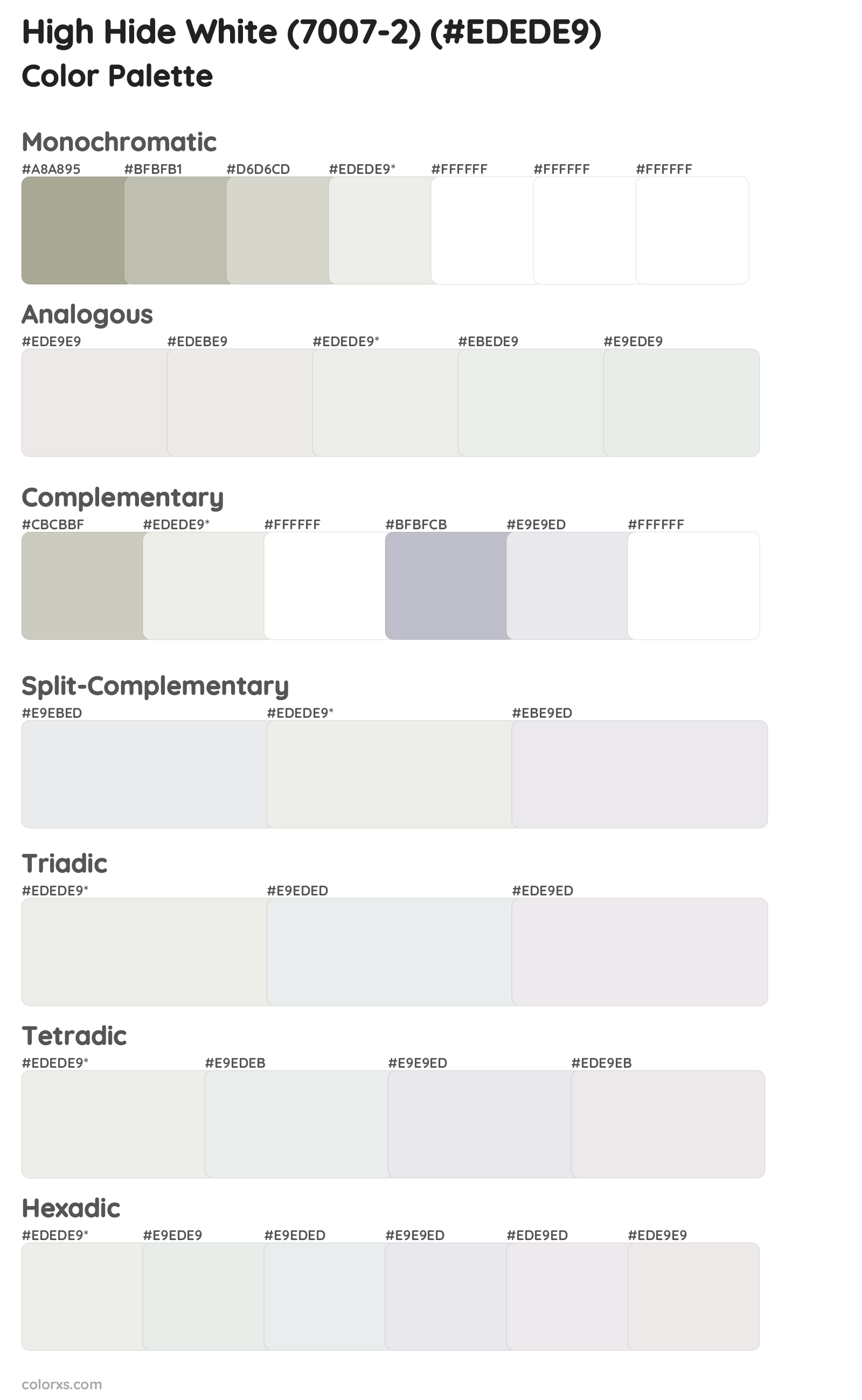 High Hide White (7007-2) Color Scheme Palettes