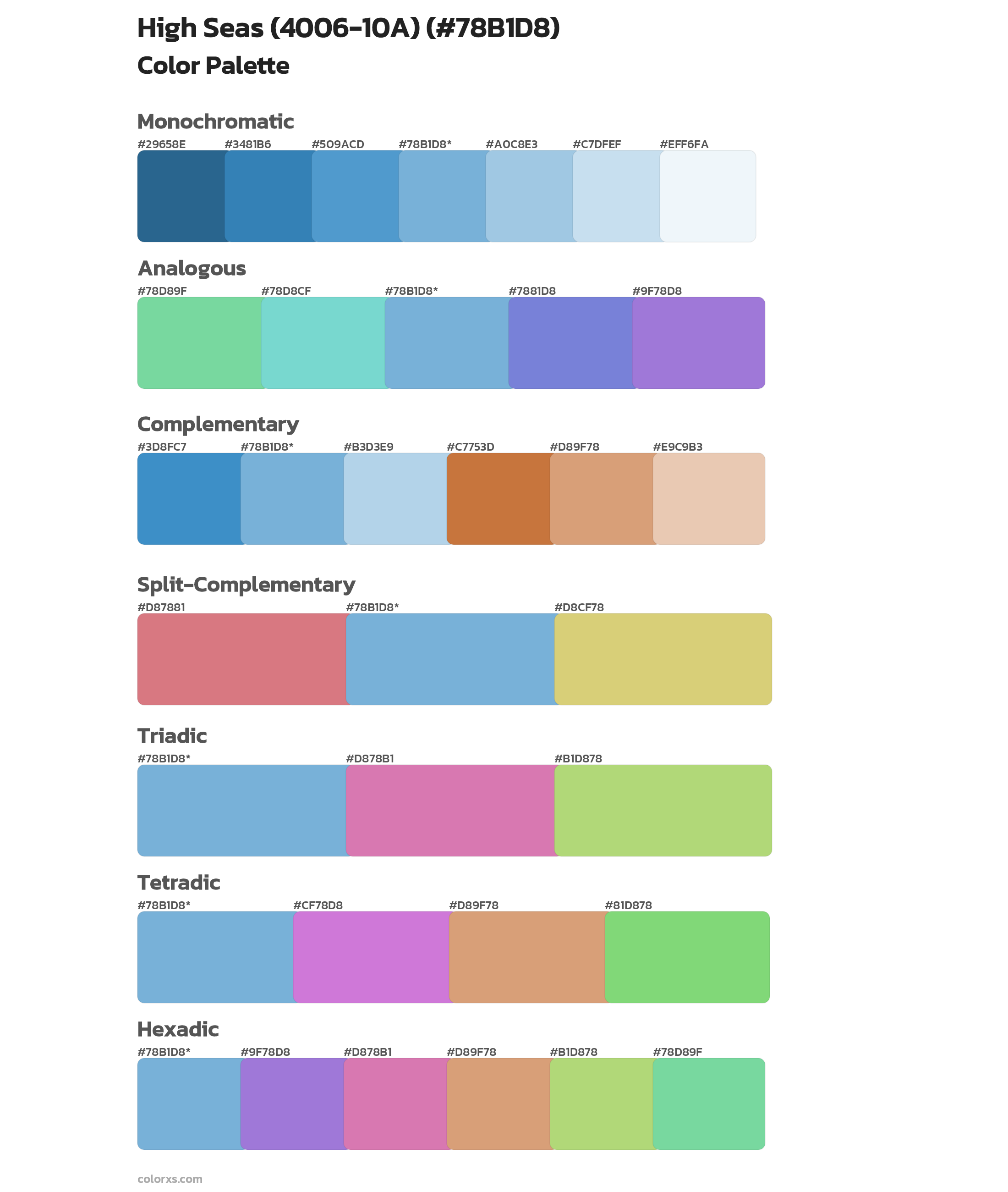 High Seas (4006-10A) Color Scheme Palettes