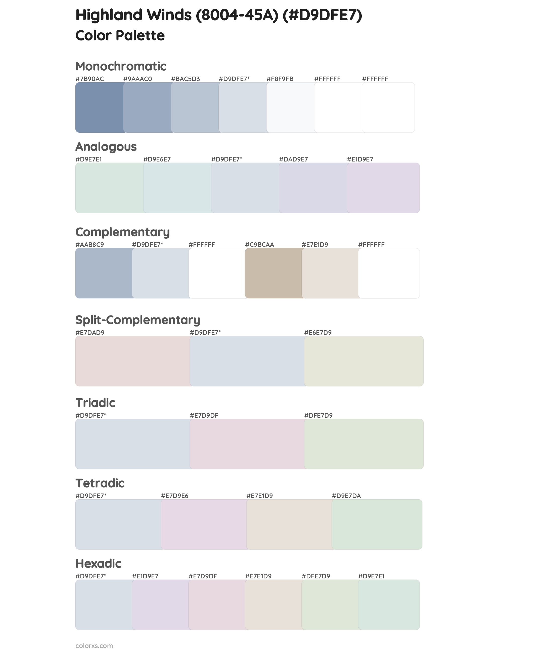 Highland Winds (8004-45A) Color Scheme Palettes