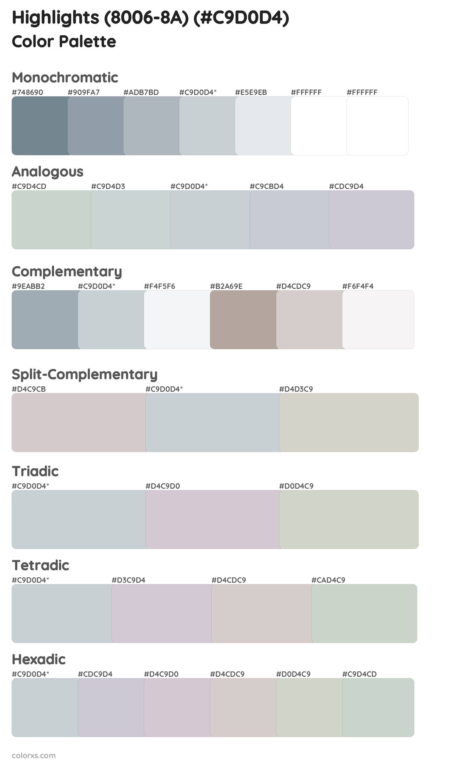 Highlights (8006-8A) Color Scheme Palettes