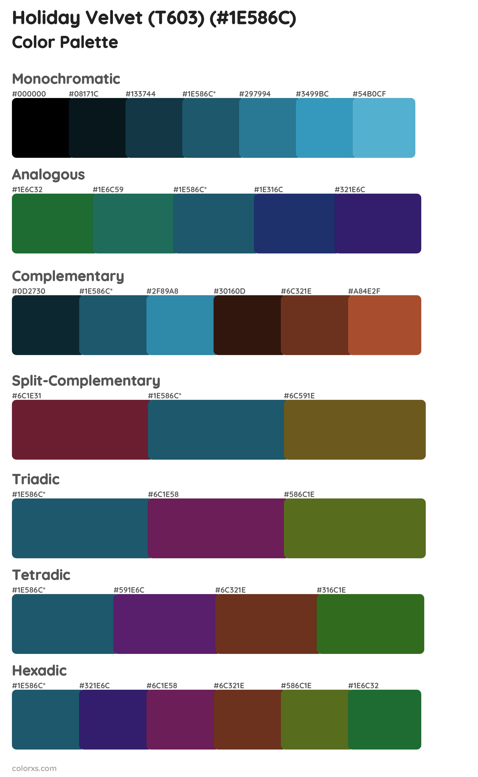 Holiday Velvet (T603) Color Scheme Palettes