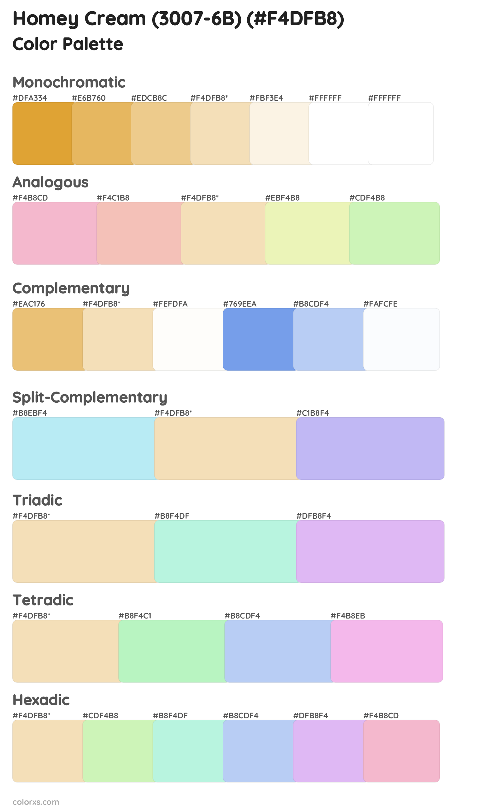 Homey Cream (3007-6B) Color Scheme Palettes