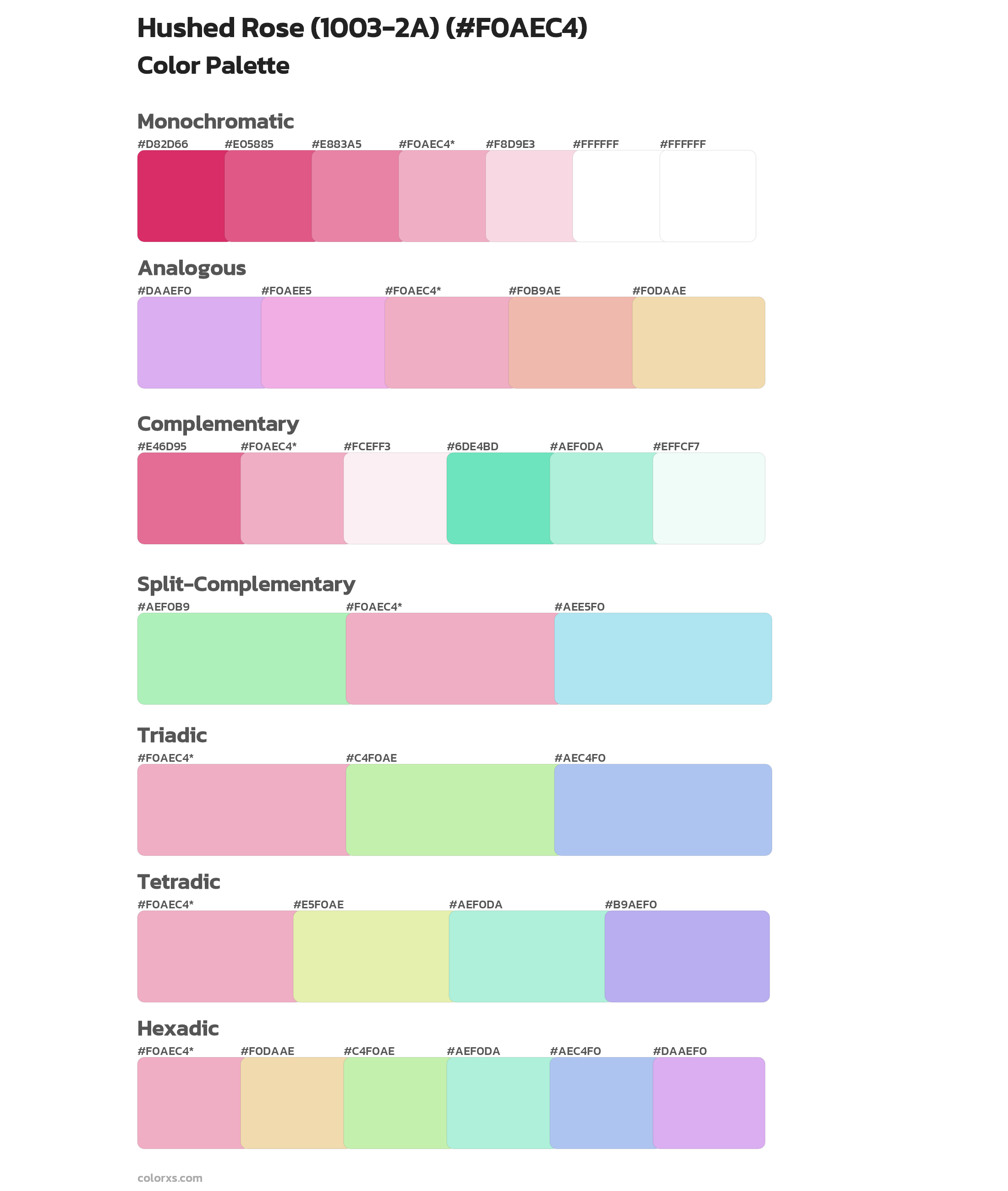 Hushed Rose (1003-2A) Color Scheme Palettes