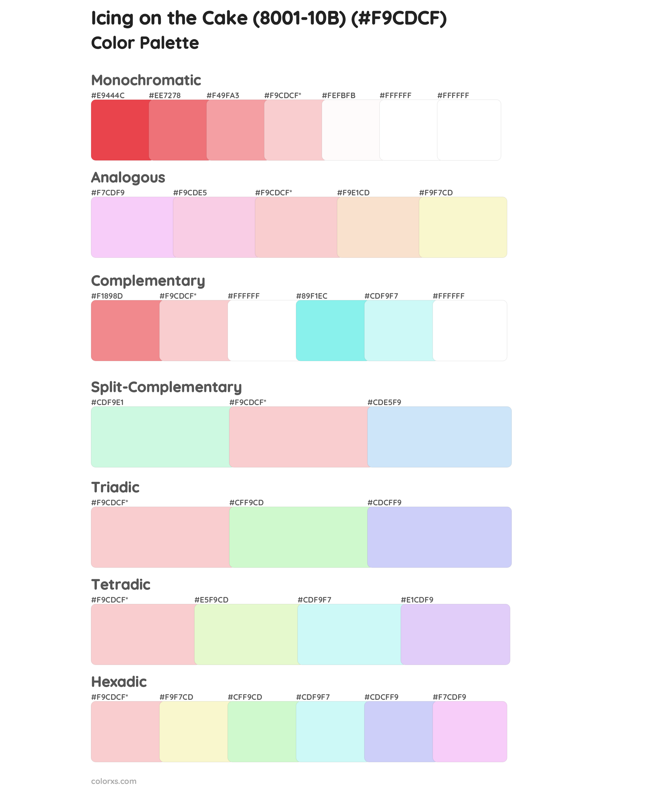 Icing on the Cake (8001-10B) Color Scheme Palettes
