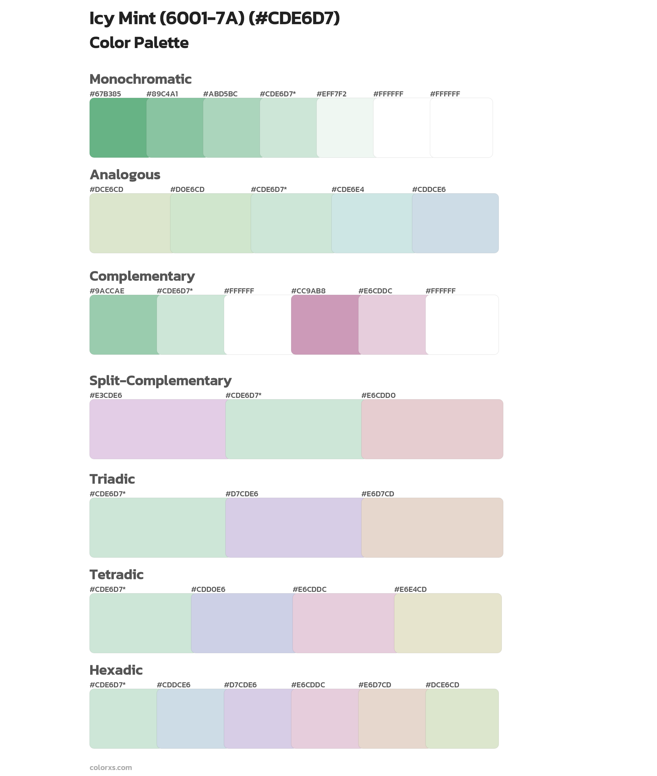 Icy Mint (6001-7A) Color Scheme Palettes