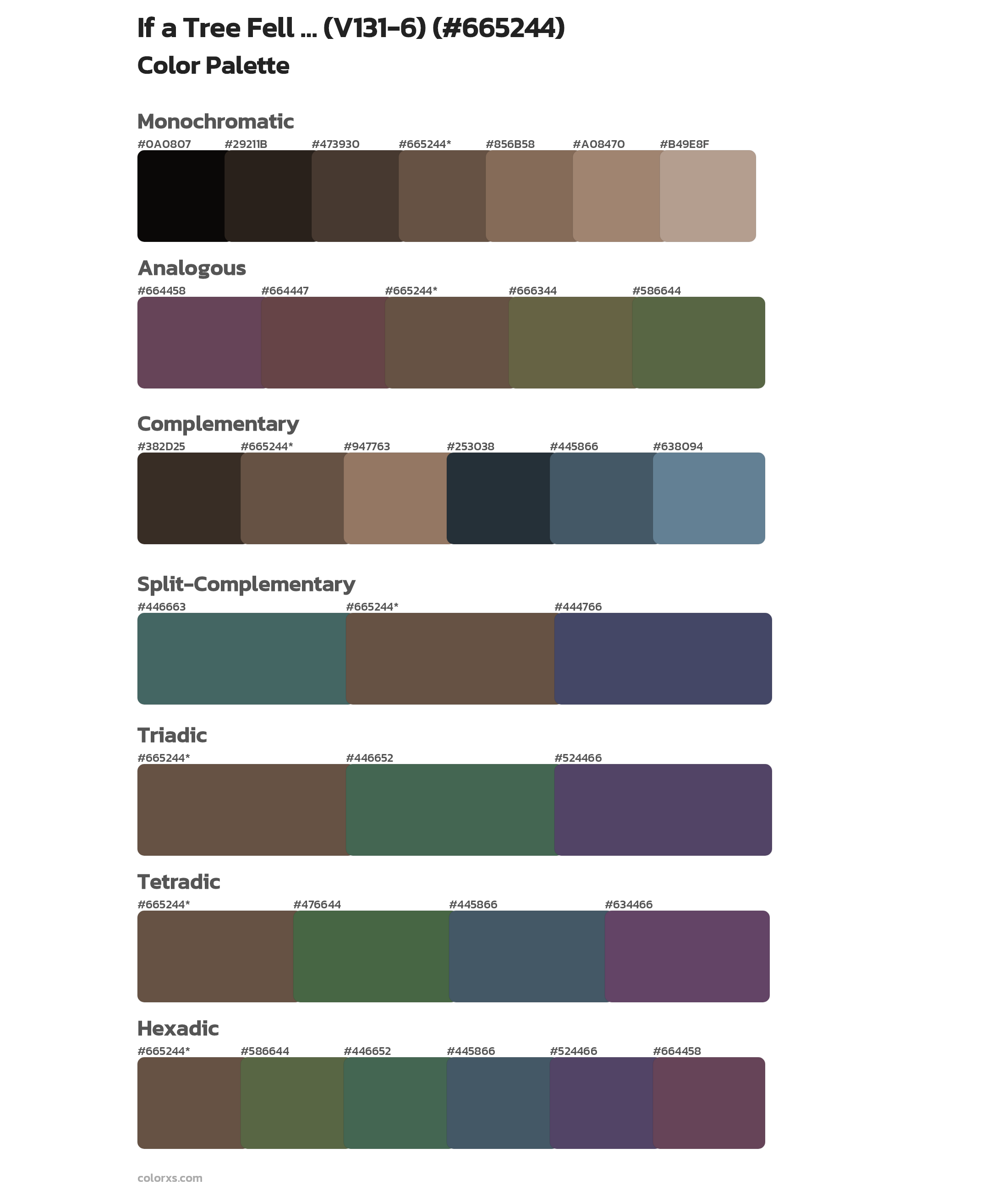 If a Tree Fell … (V131-6) Color Scheme Palettes