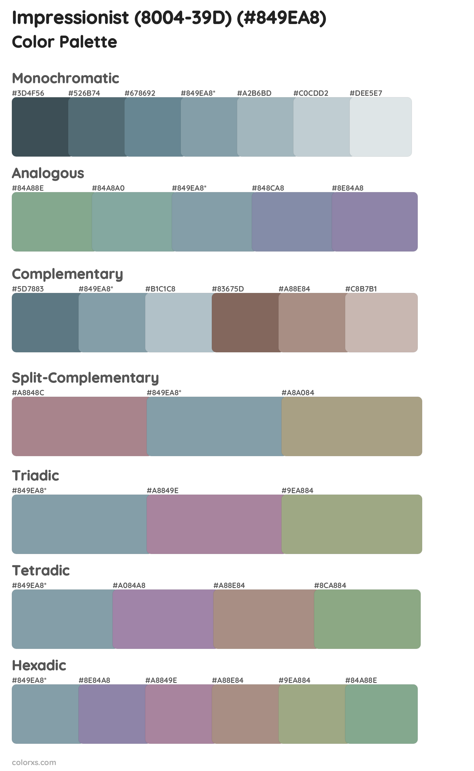 Impressionist (8004-39D) Color Scheme Palettes