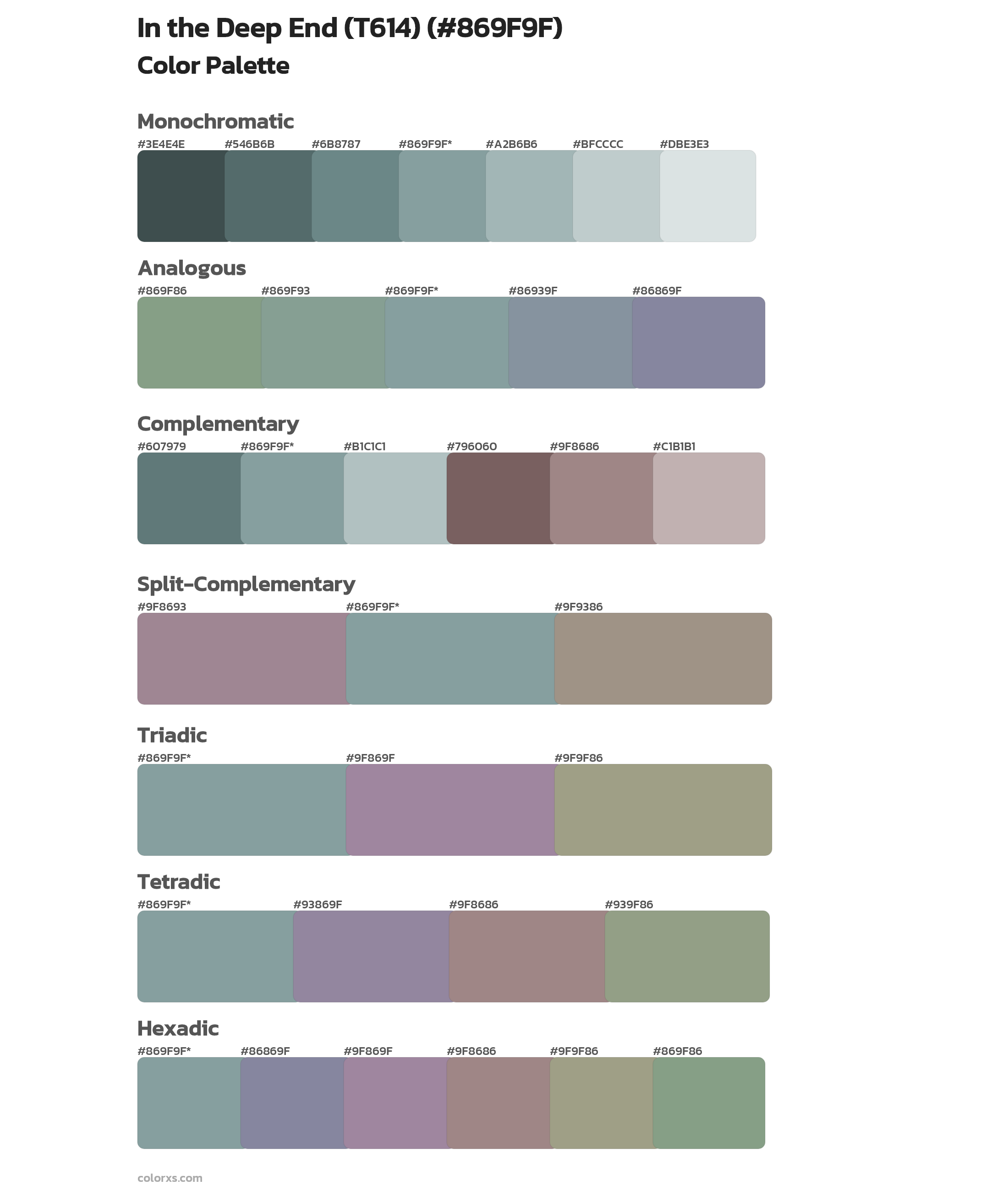 In the Deep End (T614) Color Scheme Palettes