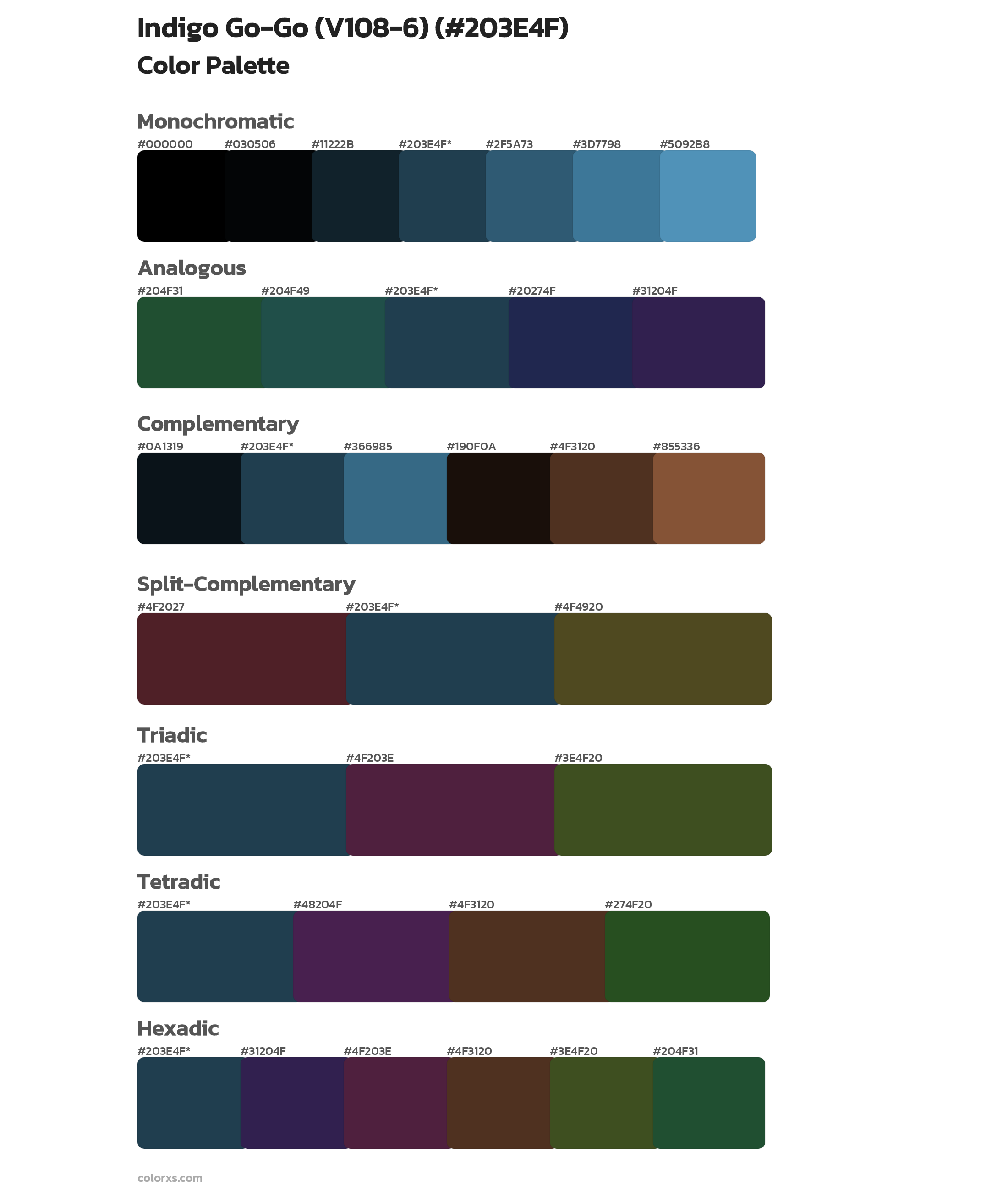 Indigo Go-Go (V108-6) Color Scheme Palettes