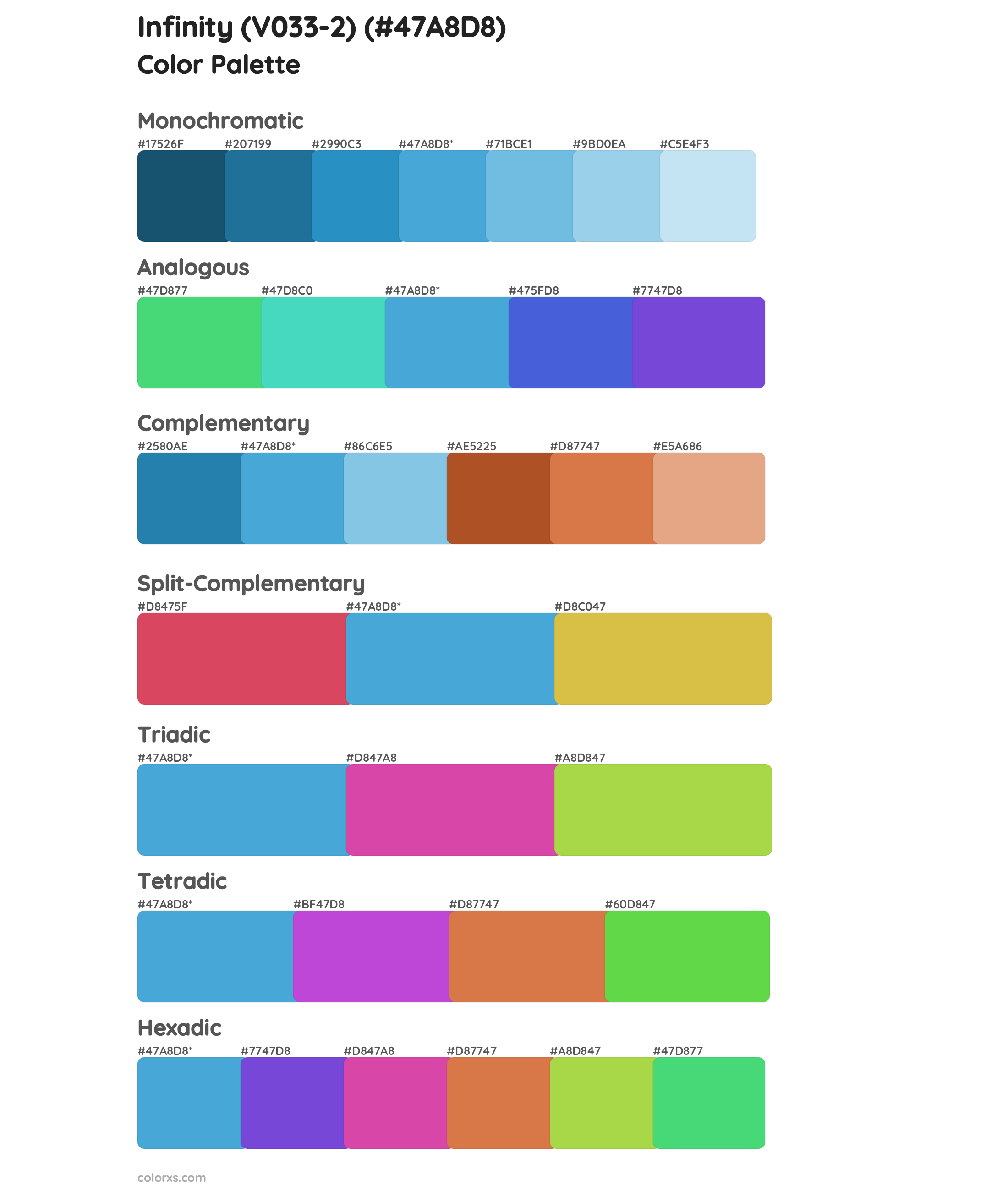 Infinity (V033-2) Color Scheme Palettes