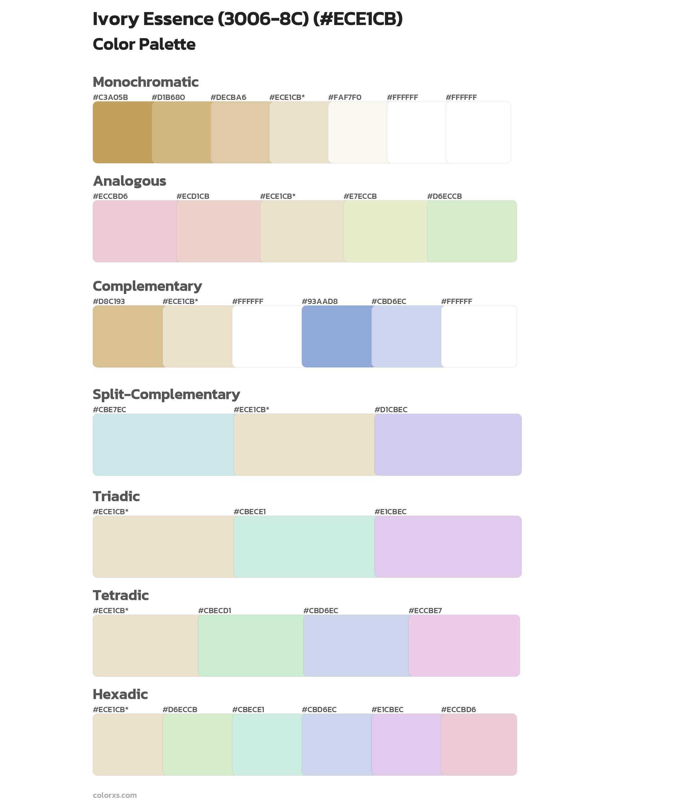 Ivory Essence (3006-8C) Color Scheme Palettes