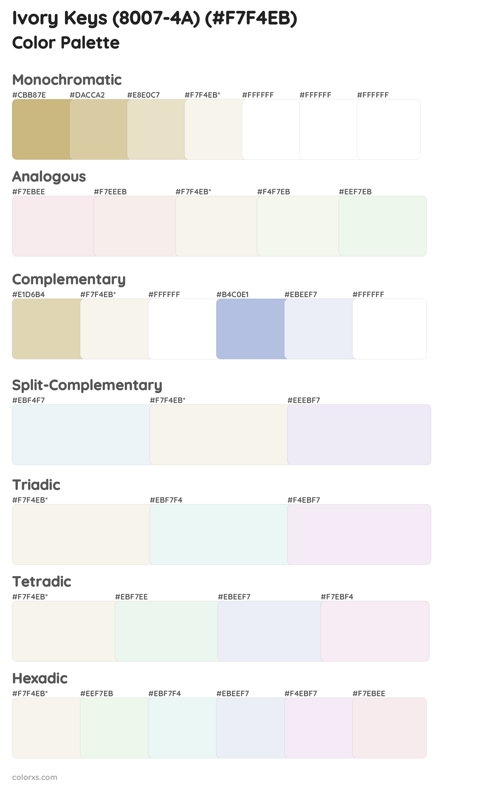 Ivory Keys (8007-4A) Color Scheme Palettes
